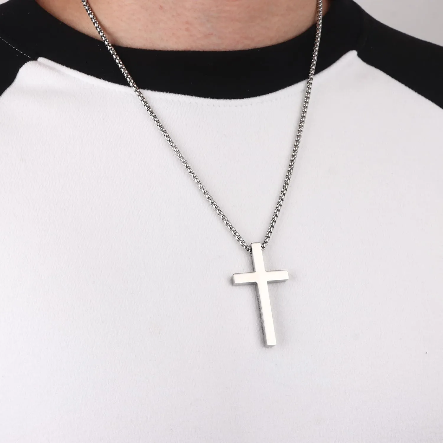 CASDAN Cross Necklace for Men Inspirational Cross Pendant Stainless Steel Cross Chain 22 2inch Christian Jewelry Meaningful Religious Gift