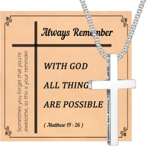 CASDAN Cross Necklace for Men Inspirational Cross Pendant Stainless Steel Cross Chain 22 2inch Christian Jewelry Meaningful Religious Gift