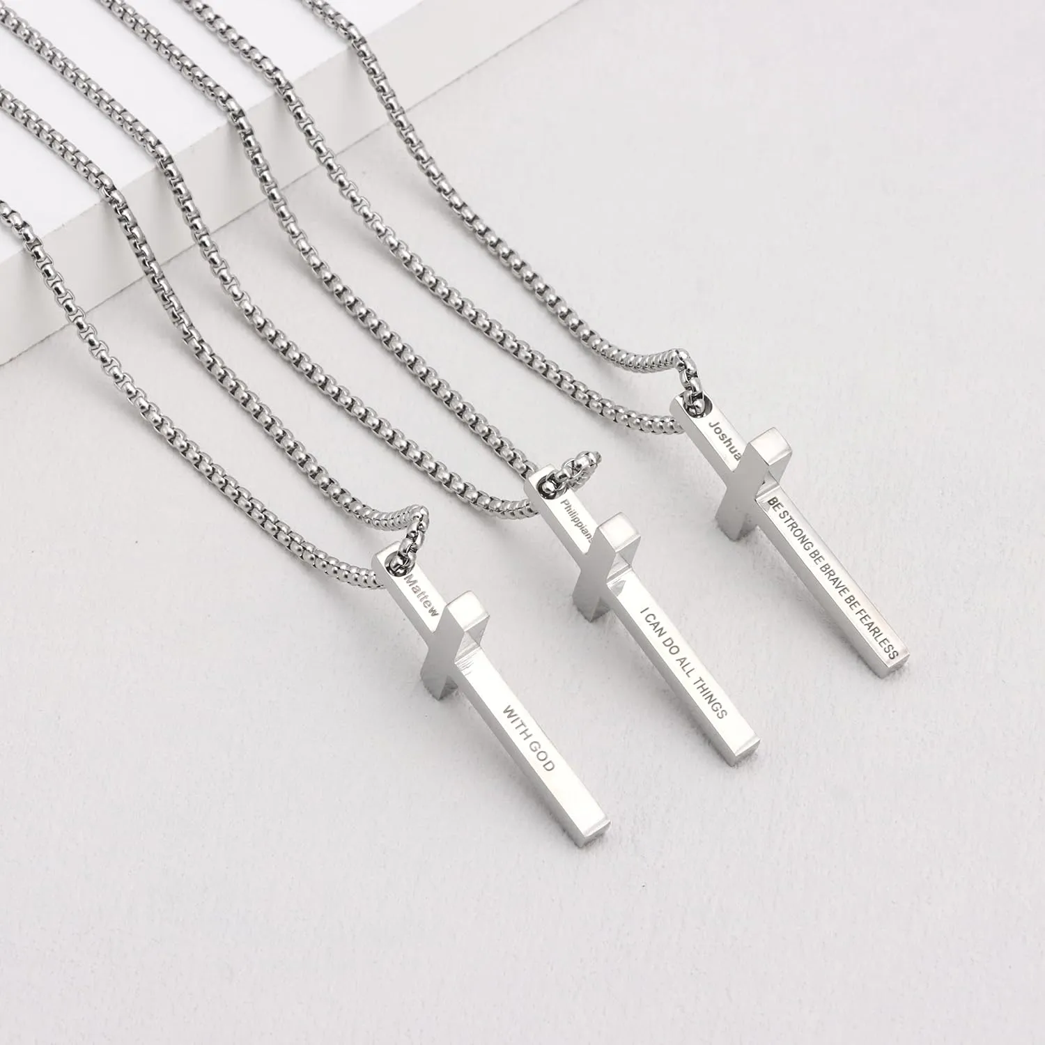 CASDAN Cross Necklace for Men Inspirational Cross Pendant Stainless Steel Cross Chain 22 2inch Christian Jewelry Meaningful Religious Gift