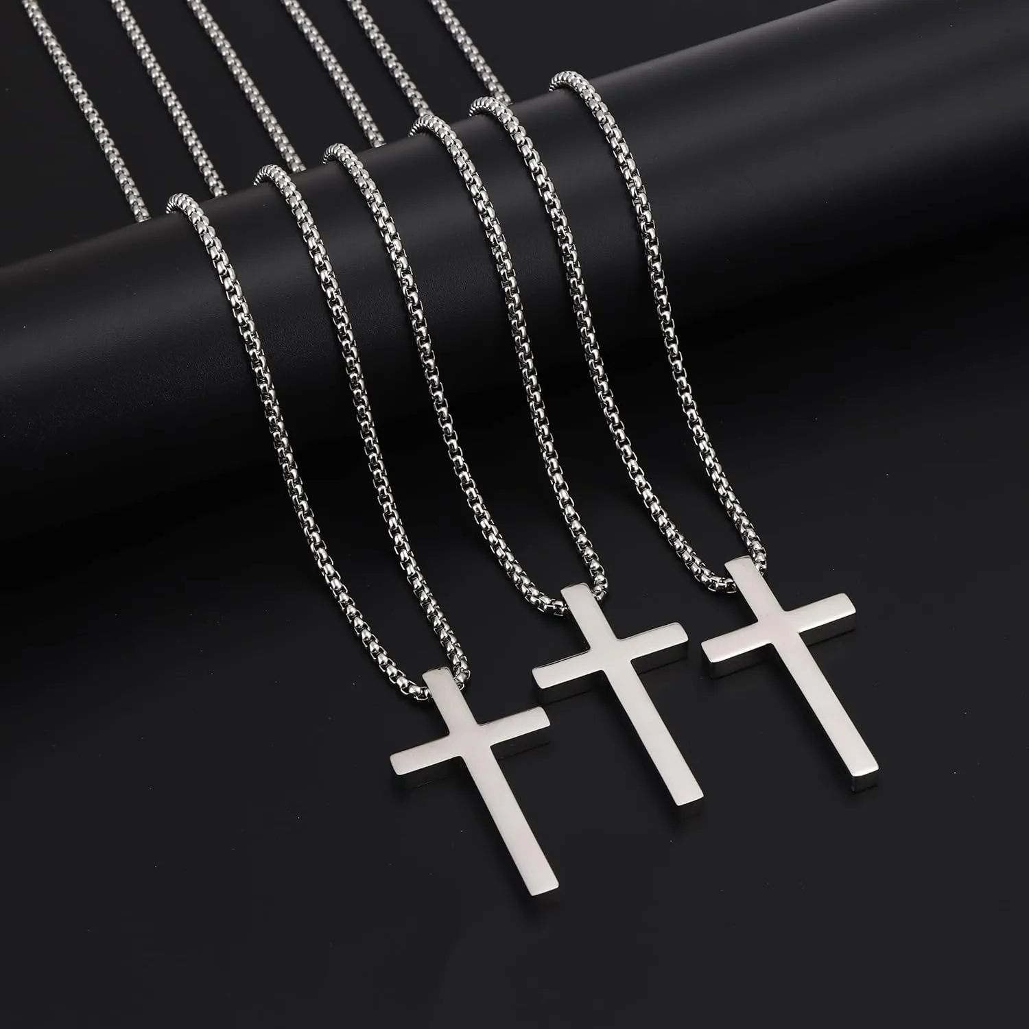 CASDAN Cross Necklace for Men Inspirational Cross Pendant Stainless Steel Cross Chain 22 2inch Christian Jewelry Meaningful Religious Gift