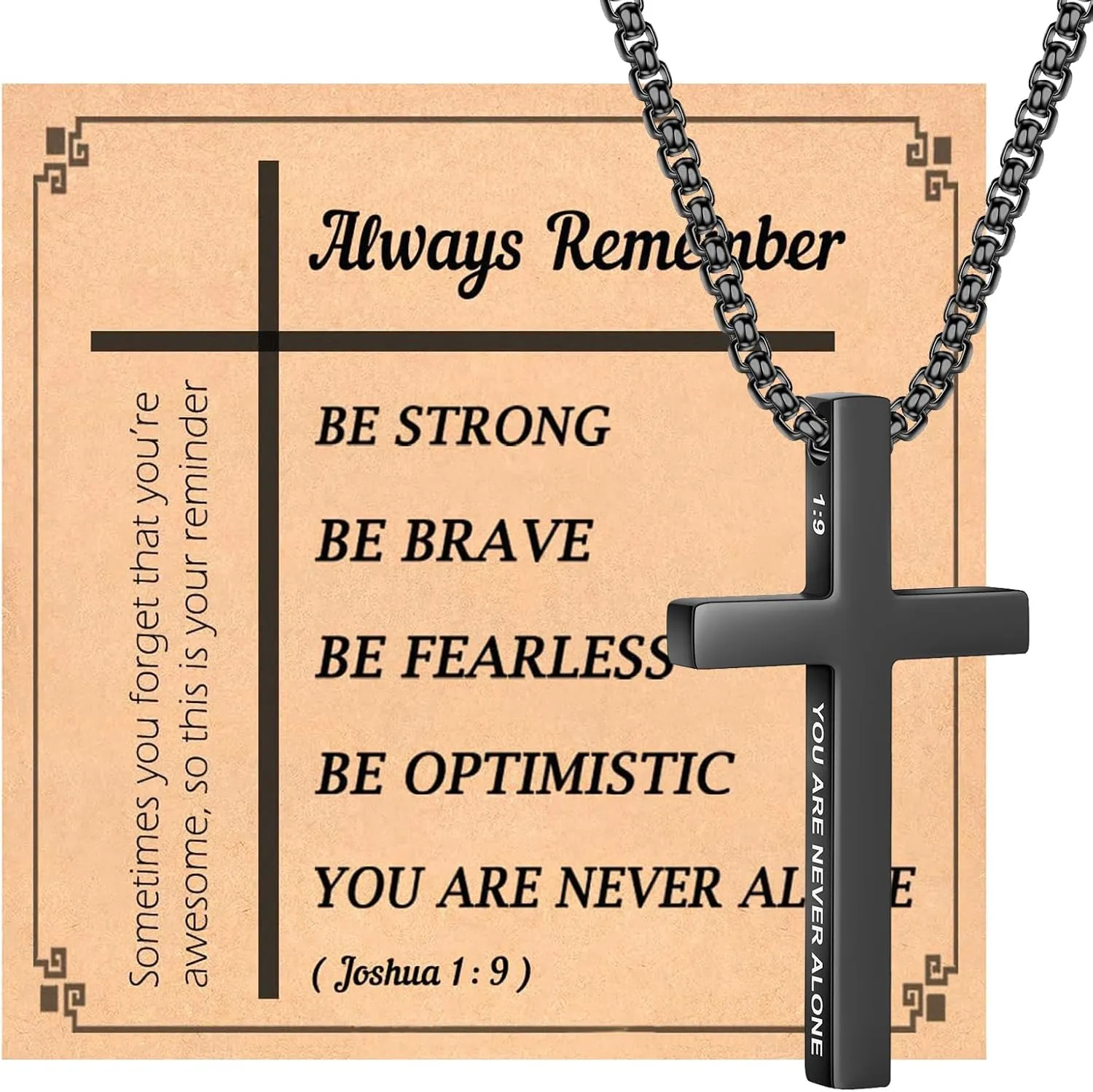CASDAN Cross Necklace for Men Inspirational Cross Pendant Stainless Steel Cross Chain 22 2inch Christian Jewelry Meaningful Religious Gift