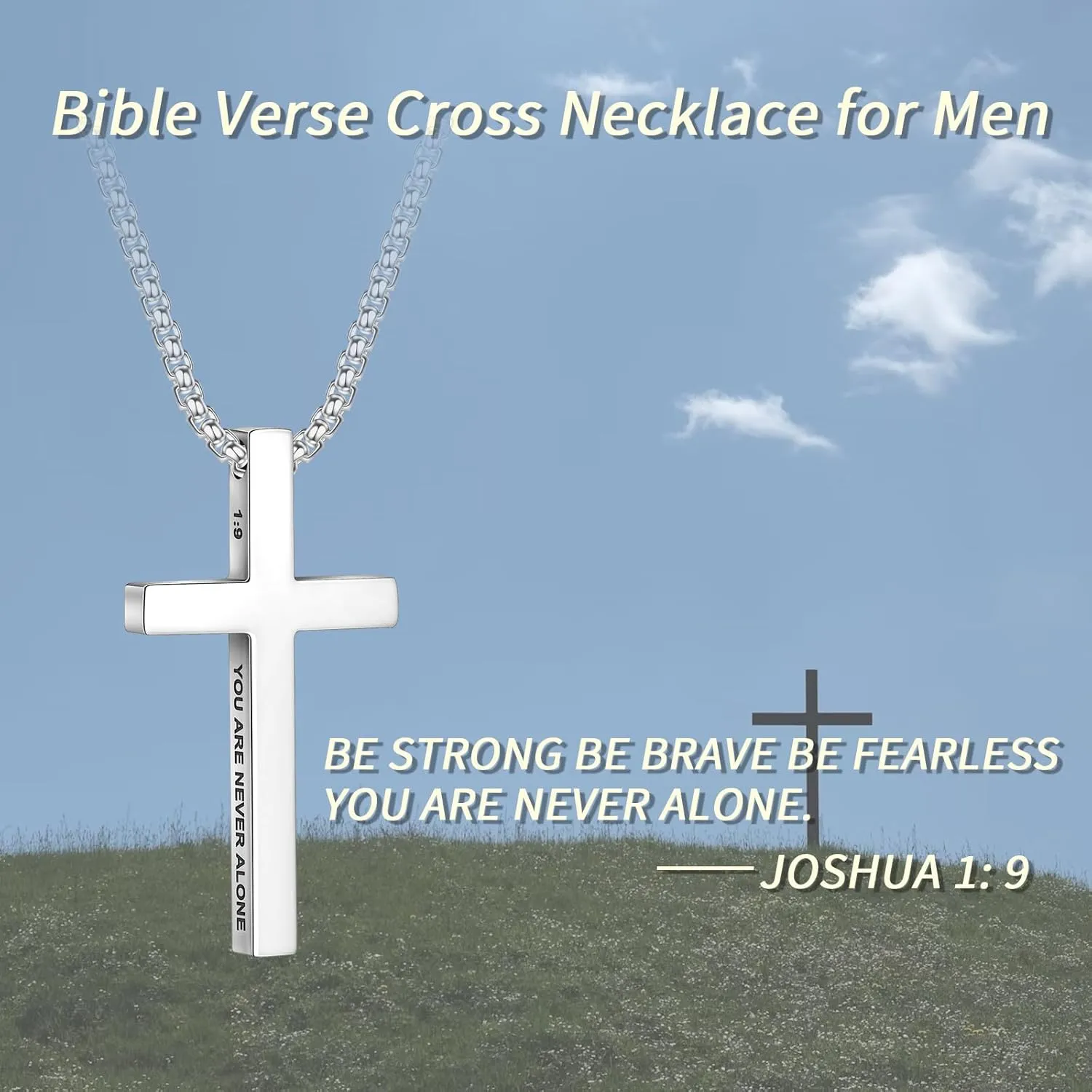 CASDAN Cross Necklace for Men Inspirational Cross Pendant Stainless Steel Cross Chain 22 2inch Christian Jewelry Meaningful Religious Gift