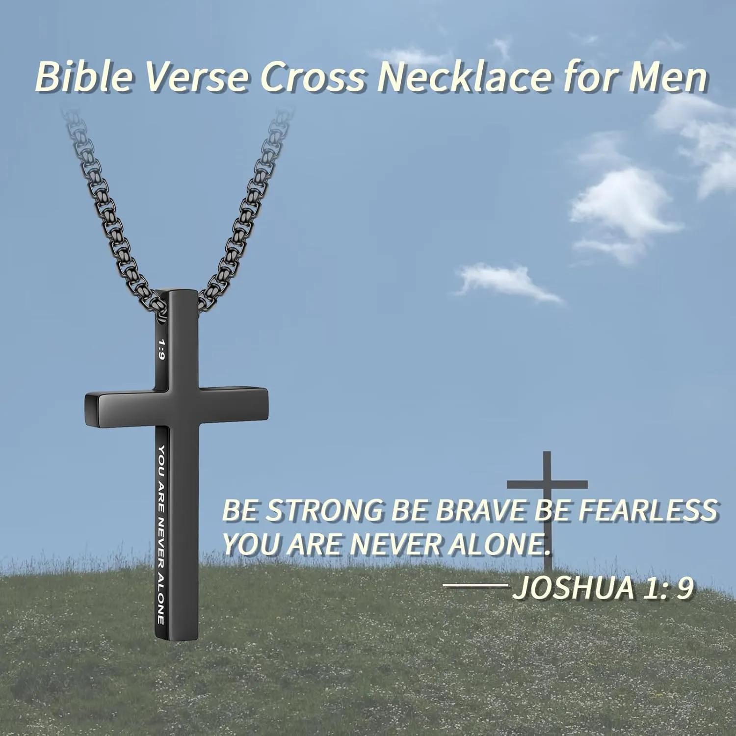 CASDAN Cross Necklace for Men Inspirational Cross Pendant Stainless Steel Cross Chain 22 2inch Christian Jewelry Meaningful Religious Gift