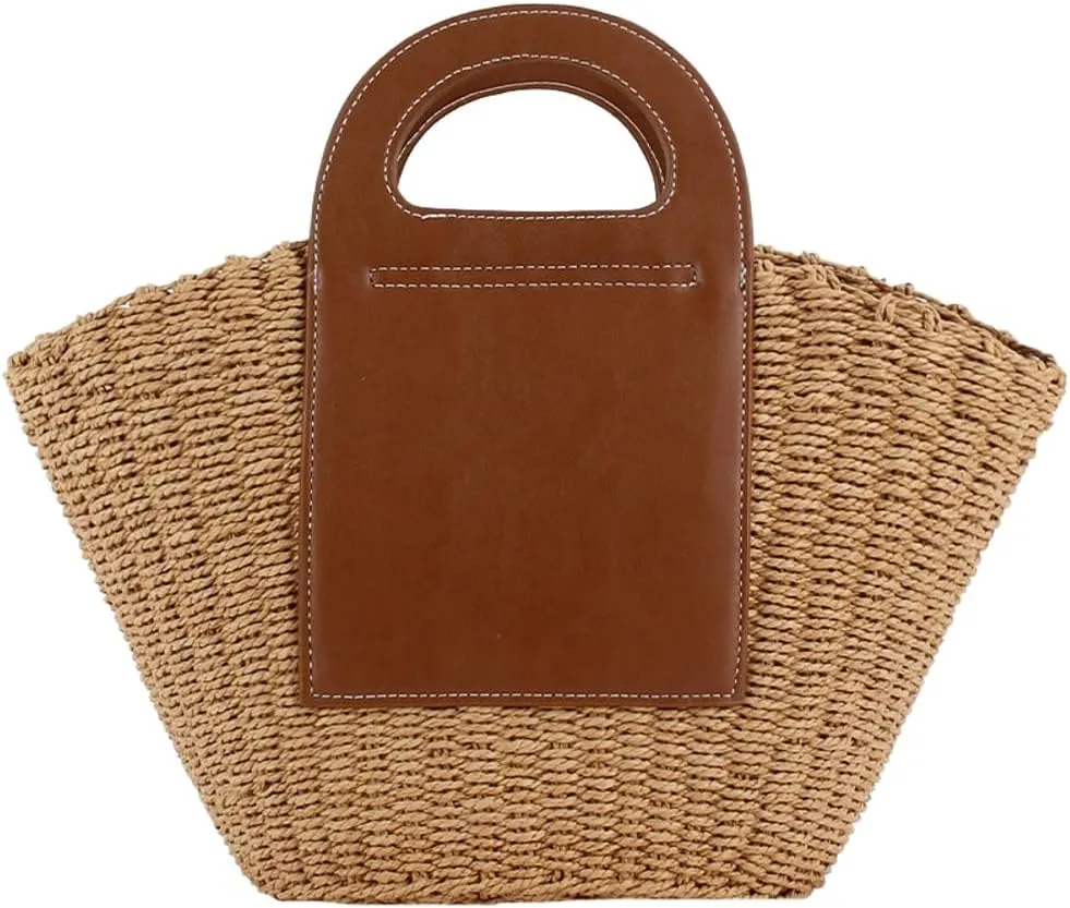 Casual Straw Handbags for Women Rattan Woven Tote Bag Large Summer Beach Purse Casual Satchel for Vacation