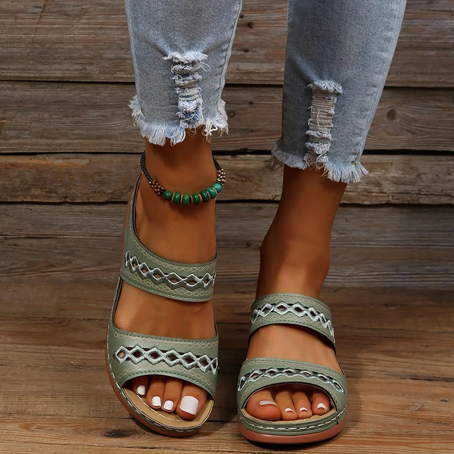 Cathalem Orthopedic Wedge Sandals for Women Dressy Summer Comfortable Walking Sandals with Arch Support