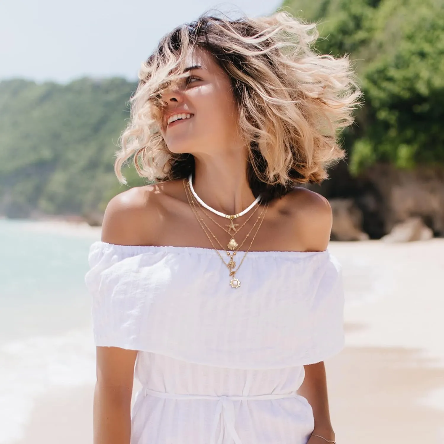 choice of all Beach Starfish Seashell Necklace Adjustable Chain Lightweight Jewelry for Women Summer Vacation Beach Vacation Essentials