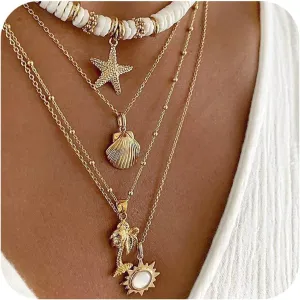 choice of all Beach Starfish Seashell Necklace Adjustable Chain Lightweight Jewelry for Women Summer Vacation Beach Vacation Essentials
