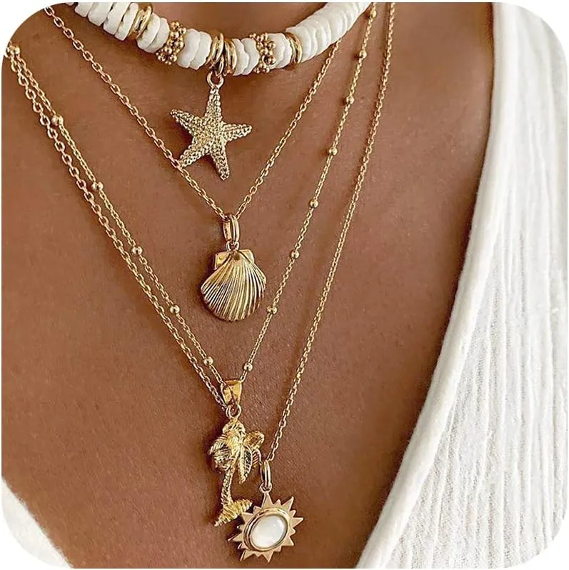 choice of all Beach Starfish Seashell Necklace Adjustable Chain Lightweight Jewelry for Women Summer Vacation Beach Vacation Essentials