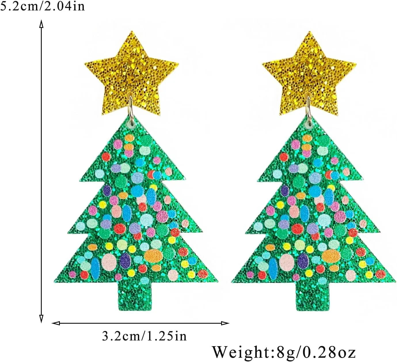 Christmas Clip on Earrings Non Pierced for Women Screw Back Heart Star Tree Acrylic Holiday Colourful Tree Drop Dangle Trendy Jewelry