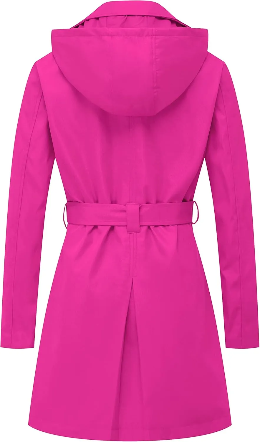 Chrisuno Women's Double Breasted Trench Coats Mid-Length Belted Overcoat Long Dress Jacket with Detachable Hood