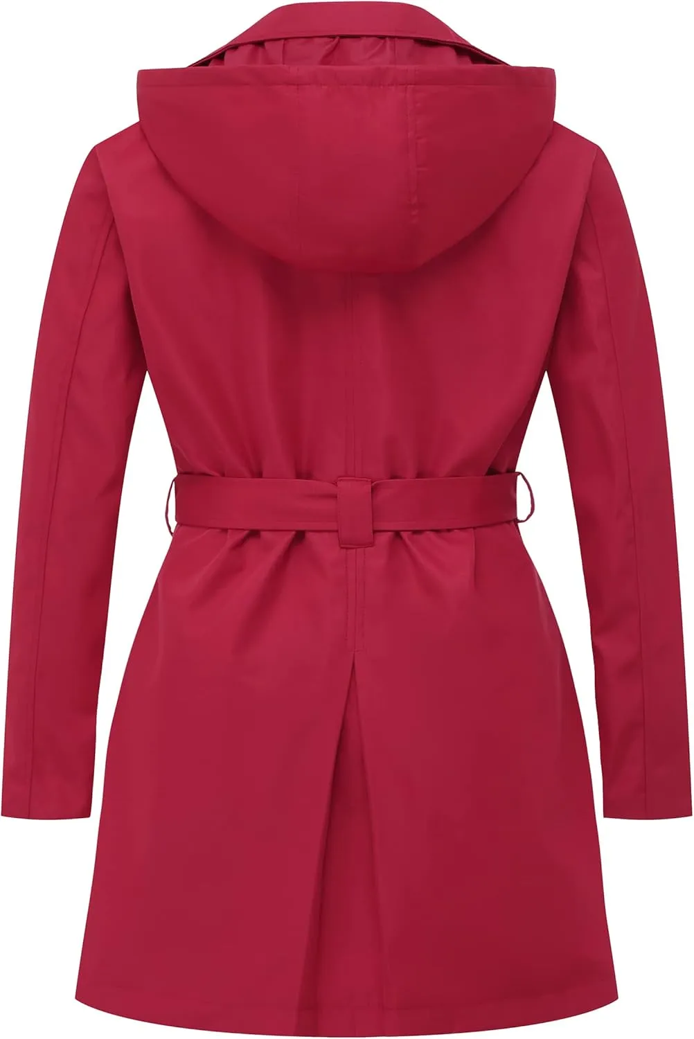 Chrisuno Women's Plus Size Double Breasted Trench Coats Mid-Length Belted Overcoat Dress Jacket with Detachable Hood