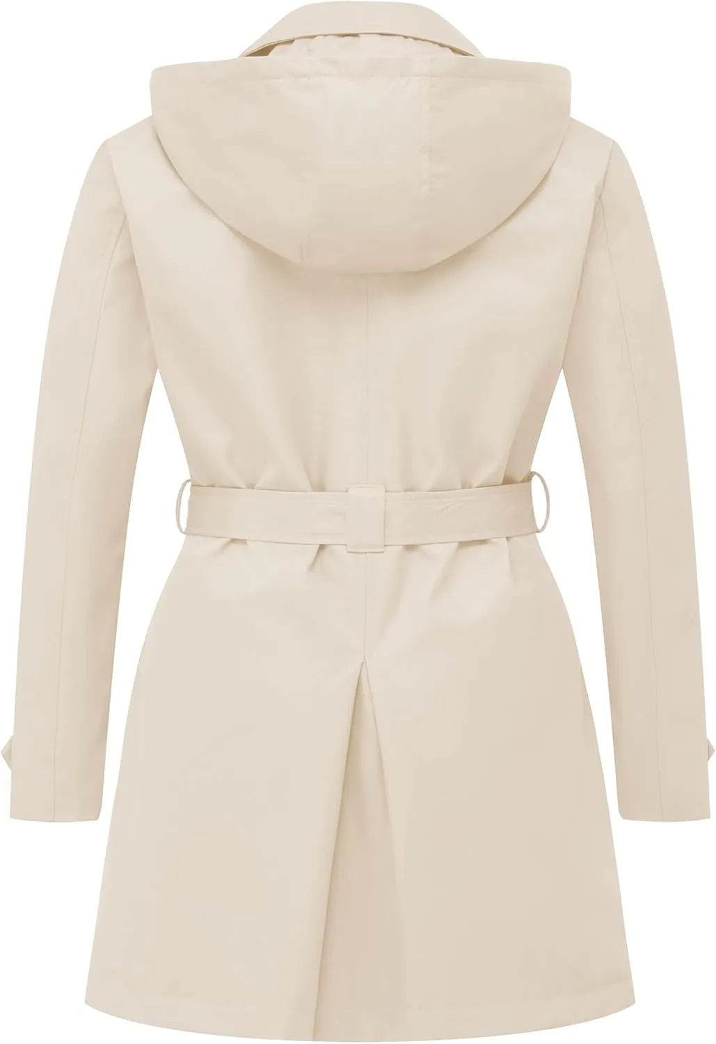 Chrisuno Women's Plus Size Double Breasted Trench Coats Mid-Length Belted Overcoat Dress Jacket with Detachable Hood