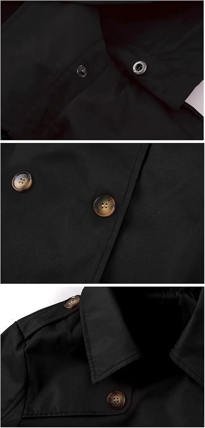 Chrisuno Women's Plus Size Double Breasted Trench Coats Mid-Length Belted Overcoat Dress Jacket with Detachable Hood