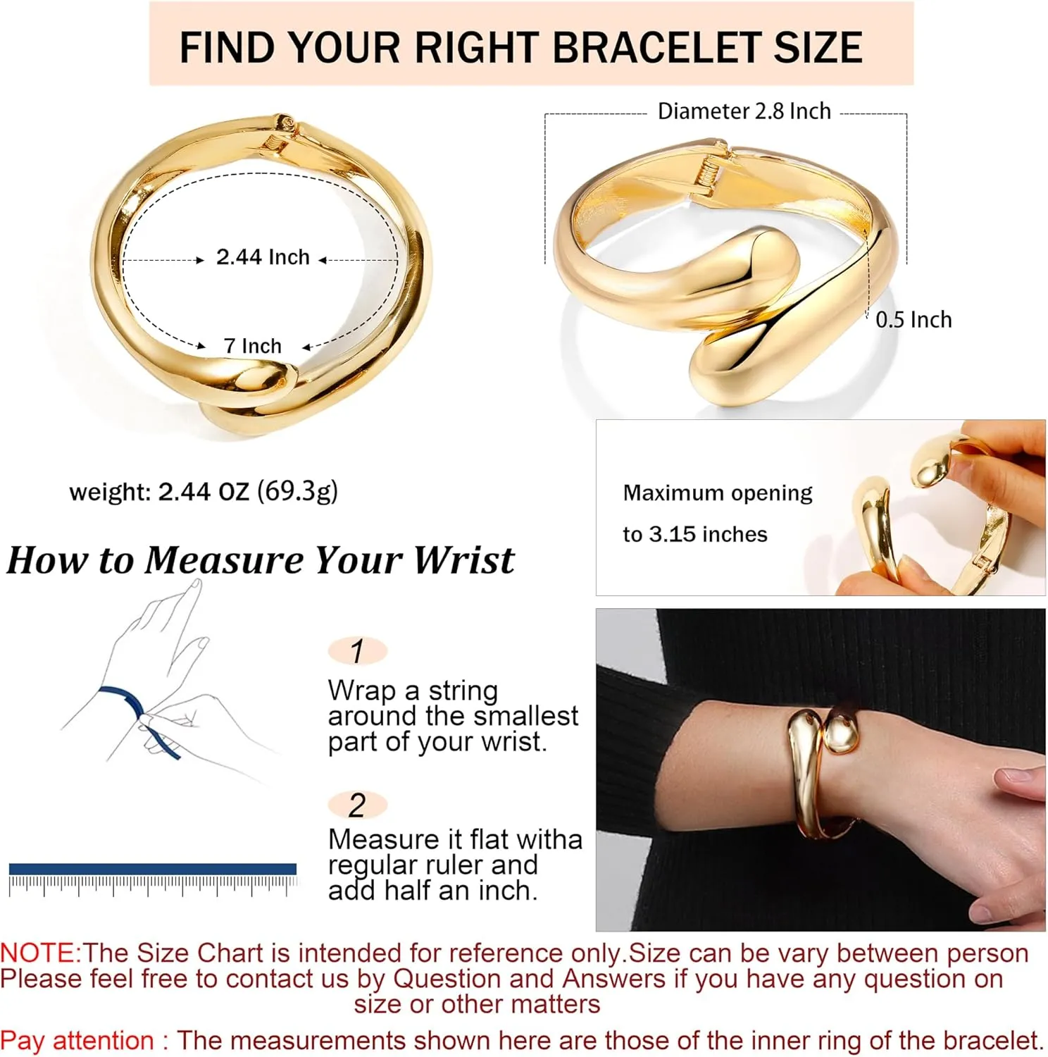 Chunky Gold Cuff Bangle Bracelets For Women Statement Minimalist Thick Gold Hinge Wrist Cuff Bracelets For Women Trendy Jewelry