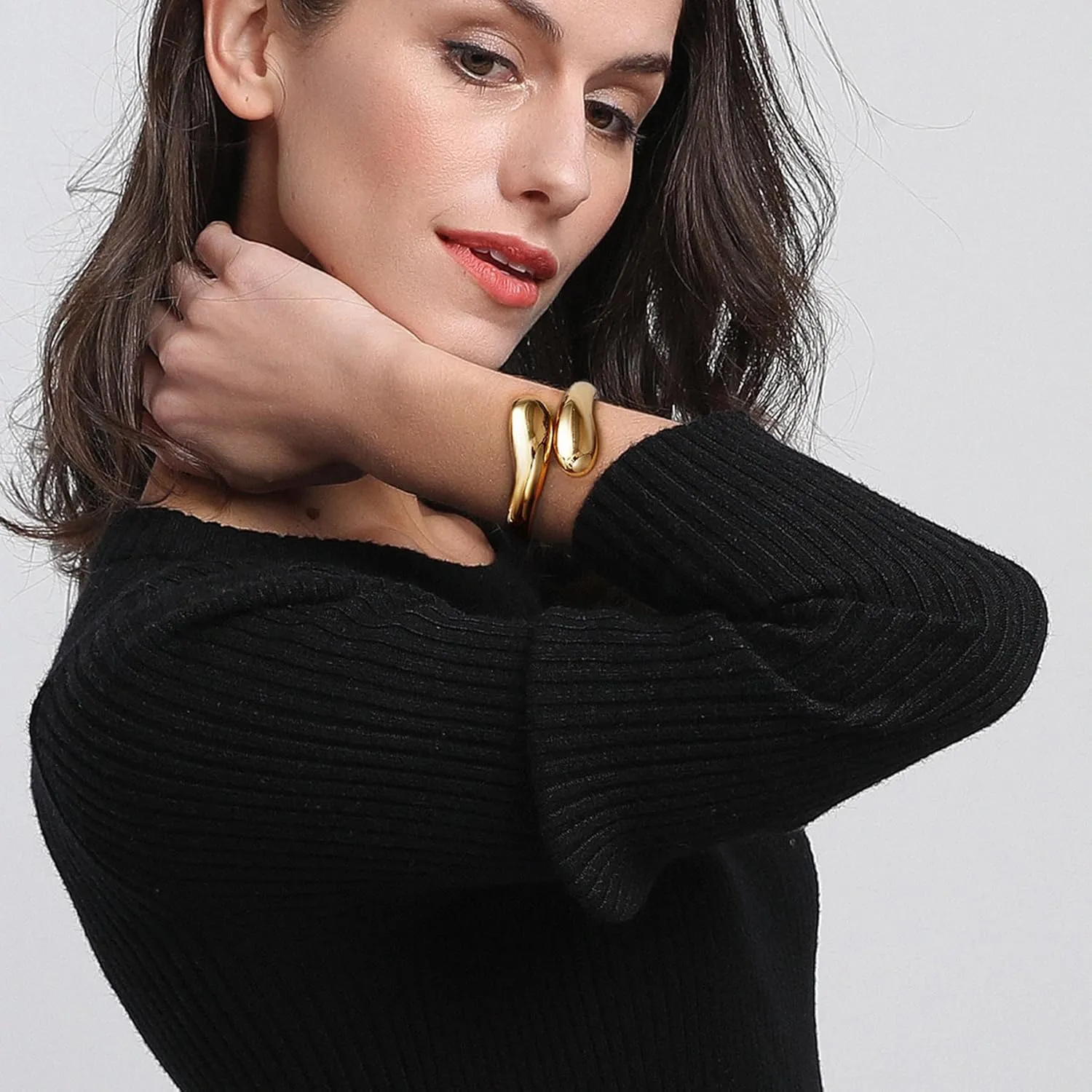 Chunky Gold Cuff Bangle Bracelets For Women Statement Minimalist Thick Gold Hinge Wrist Cuff Bracelets For Women Trendy Jewelry