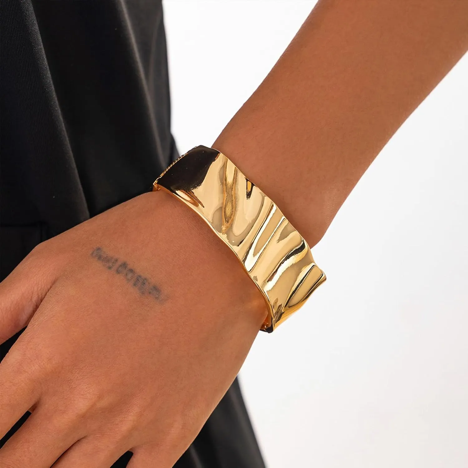 Chunky Gold/Silver Bangle Bracelets for Women Thick Arm Cuff Bangle Bracelet Wrist Wrap Bracelet Jewelry