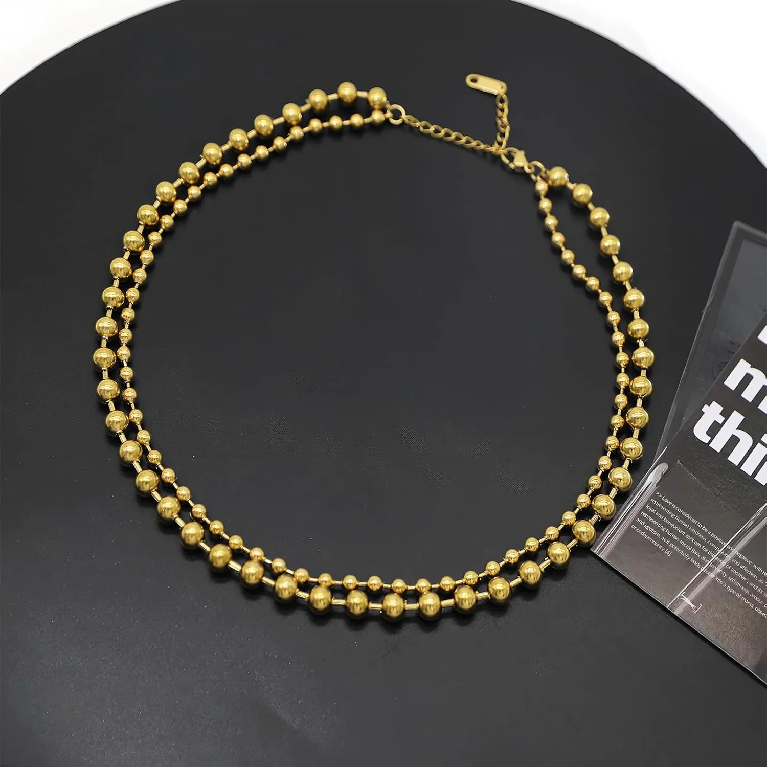 Chunky Statement Heart Ball Beaded Necklace for Women Big Love Hearts Pendent Choker Round Beads Chain Necklaces Jewelry Gift