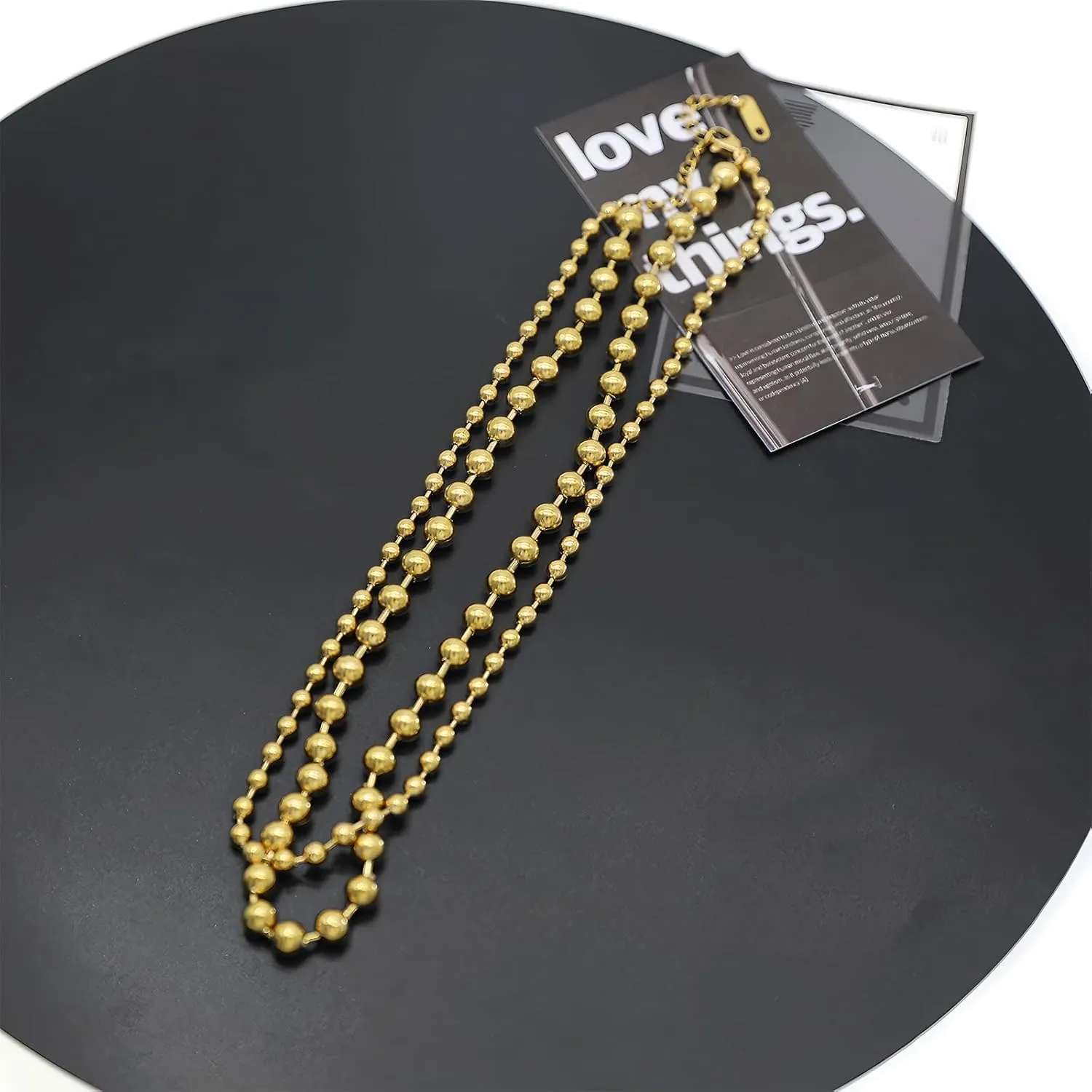Chunky Statement Heart Ball Beaded Necklace for Women Big Love Hearts Pendent Choker Round Beads Chain Necklaces Jewelry Gift