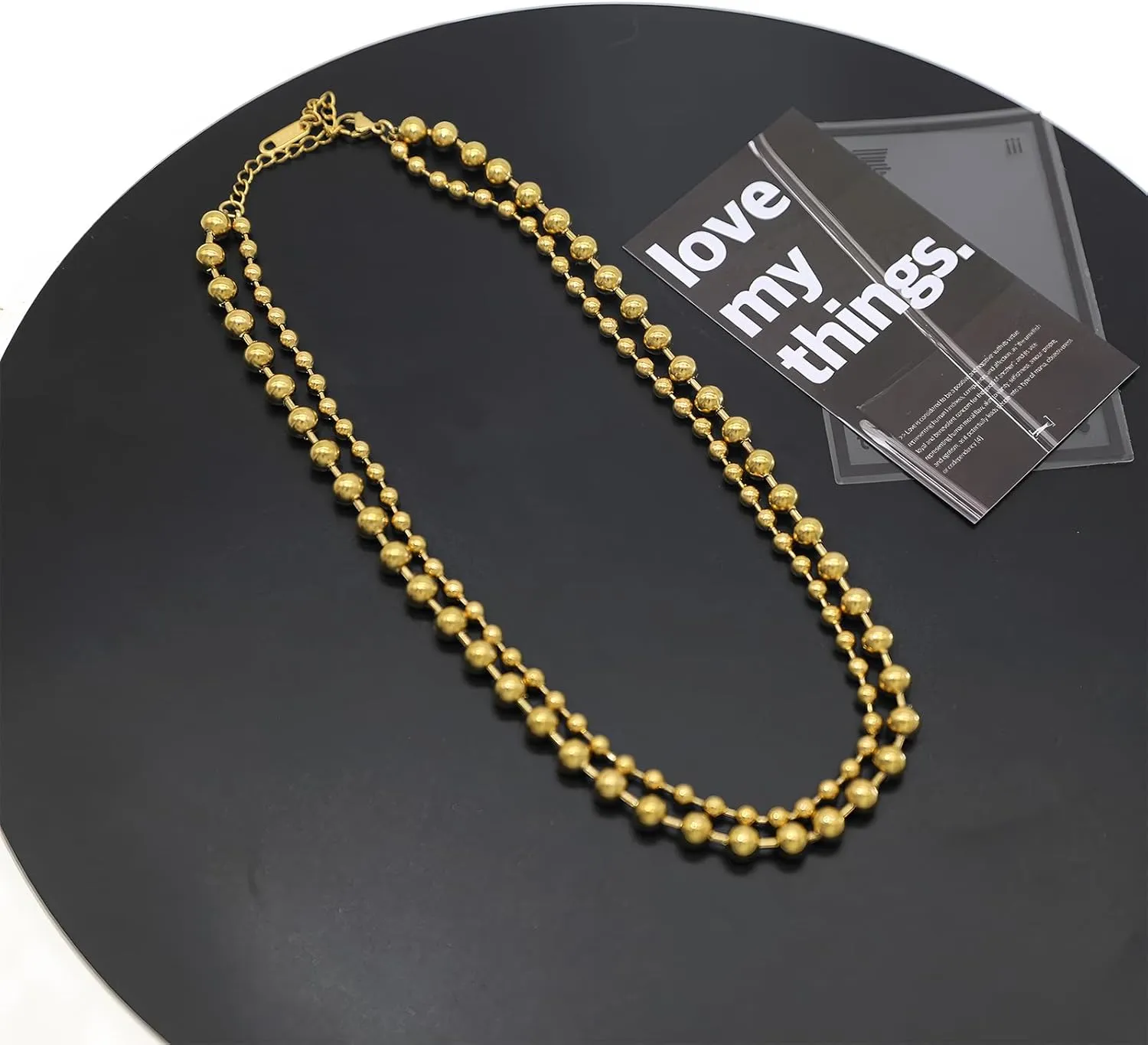 Chunky Statement Heart Ball Beaded Necklace for Women Big Love Hearts Pendent Choker Round Beads Chain Necklaces Jewelry Gift