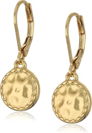 Classics Goldtone Hammered Disk Drop Earrings