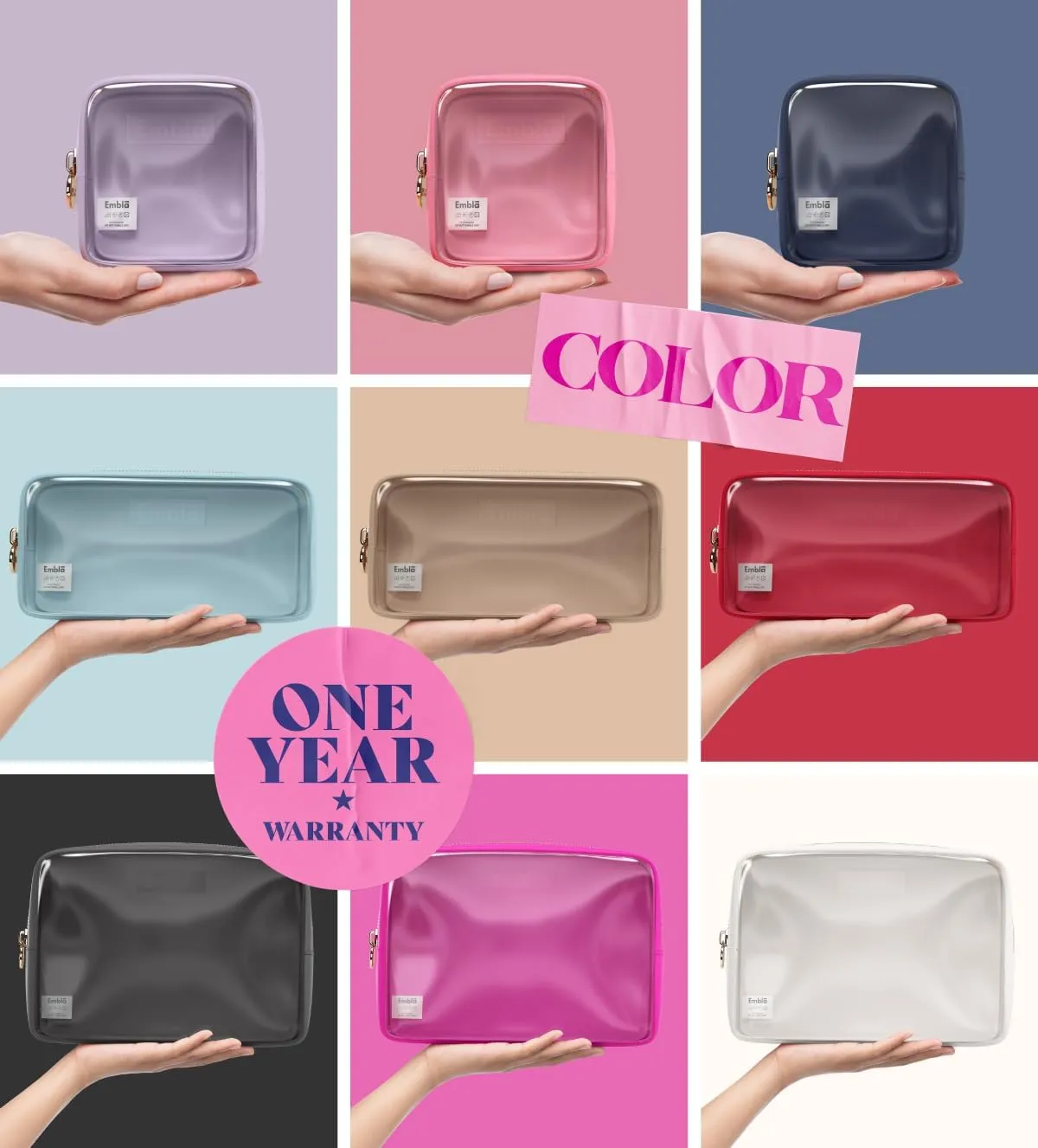 Clear Cosmetic Bags Set of 3, Mini Small Large Makeup Bags For Women Clear Pouch Cosmetics Cases Zipper Cute Pouches Make Up Travel Toiletry Essentials Preppy Purse Organizer Makeup Cases, Flamingo