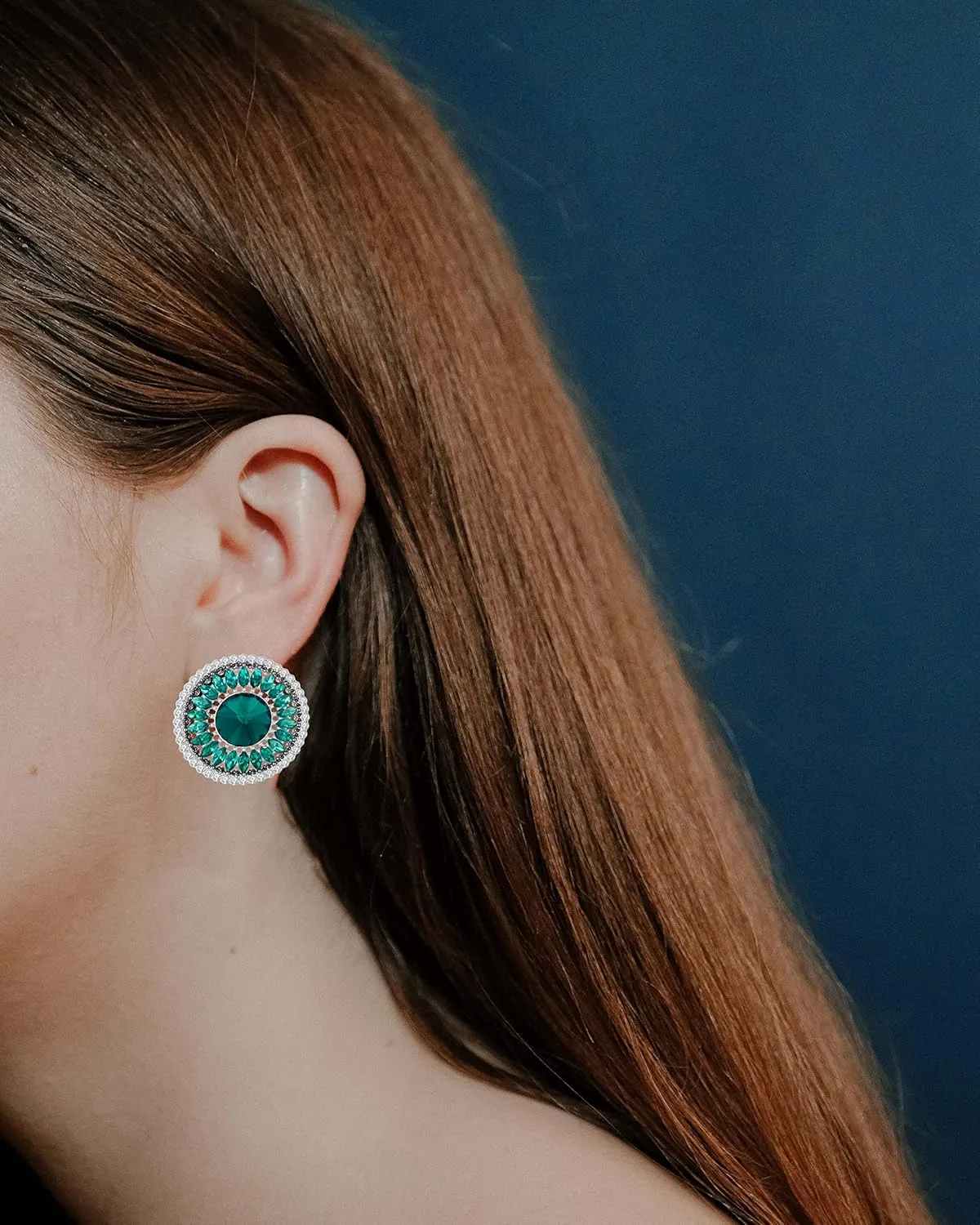 Clip on Earrings for Women Cubic Zirconia Silver Plated Big Clip on Stud Earrings Round Vintage CZ Clip Earrings Hypoallergenic Non Pierced Earrings Jewelry Mother Day Christmas Valentine's Day Gifts