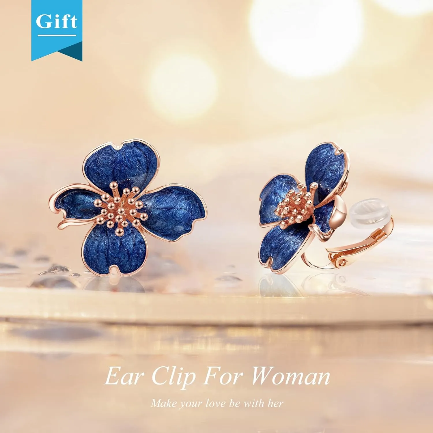 Clip on Earrings Women, Gold Earrings for Sensitive Ears, Fashion Women's Earrings Jewelry Birthday Gift for Wife Grandma Daughter Girls on Christmas Thanksgiving