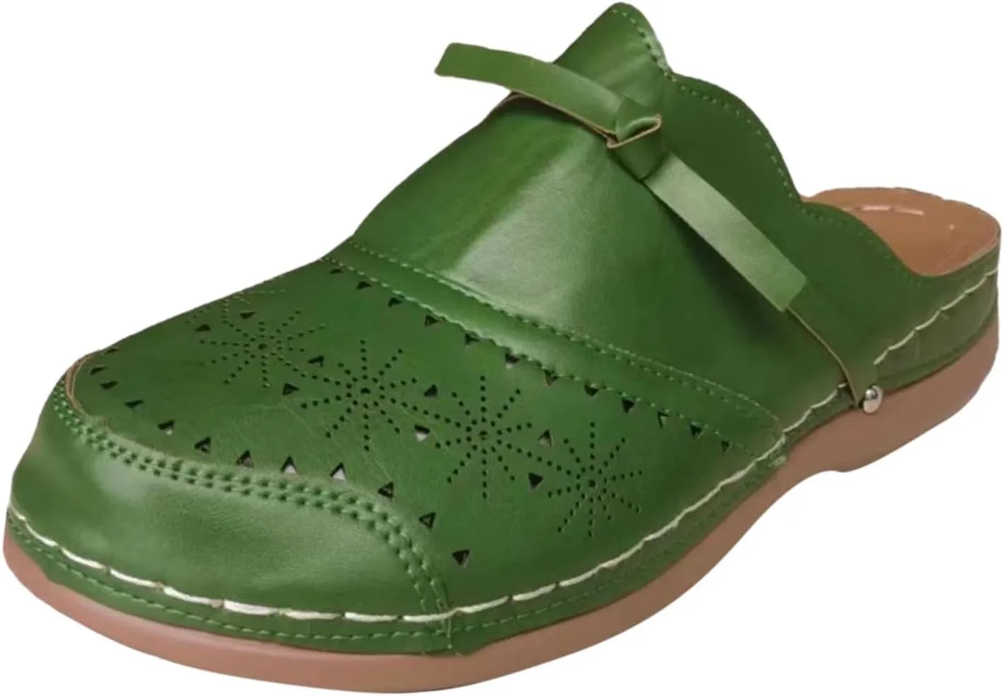 Clogs for Women Comfort Orthopedic Sandals Cork Leather Mules Shoes Hollow Out Wedge Arch Support Beach Closed Toe Slippers