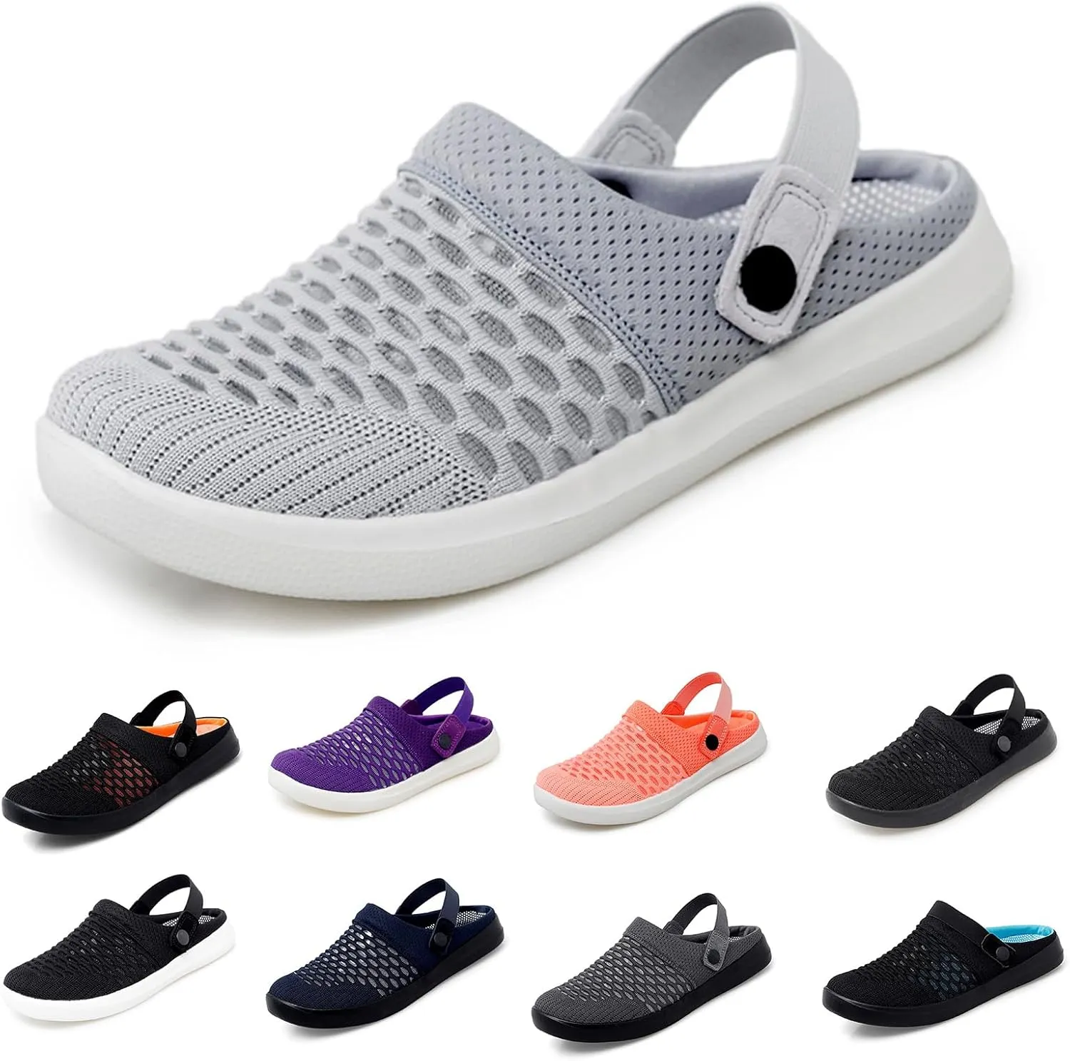 Clogs for Women Summer Casual Slip-on Mesh Mules Shoes Breathable Hollow Out Slippers Comfortable Lightweight Closed Toe Sandals Open Back Slip On Shoes Fashion Walking Slippers