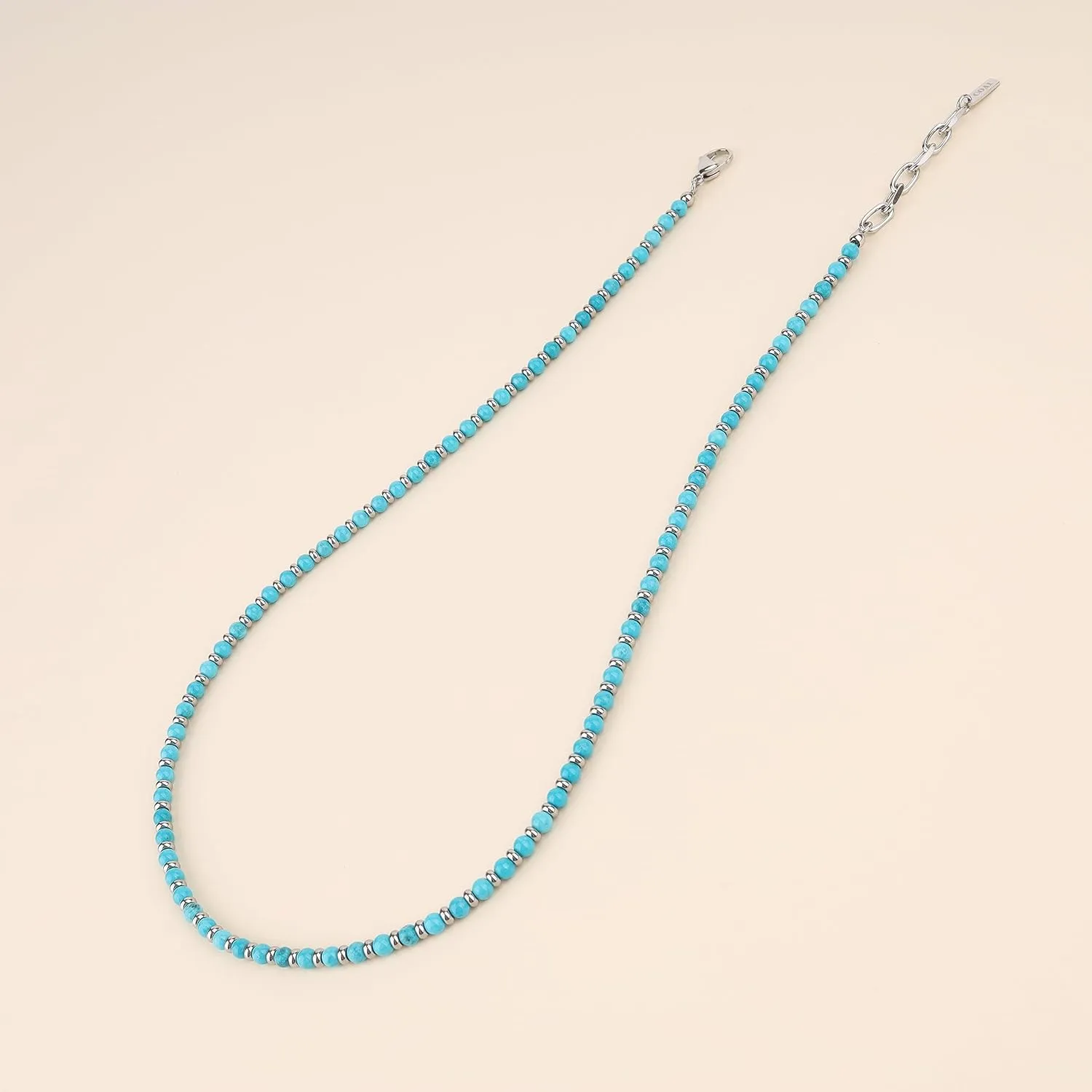 COAI Women's Men's Stone Beaded Necklace, Turquoise Necklace/Onyx Necklace/Howlite Necklace