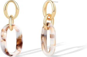 CoBi Green Amber Stone Drop Dangle Earrings for Women, Statement Geometric Tortoiseshell Acrylic Earrings, Everyday Wear Jewelry, Fashion Accessories, Hypoallergenic, Ideal Gifts, Minimalist