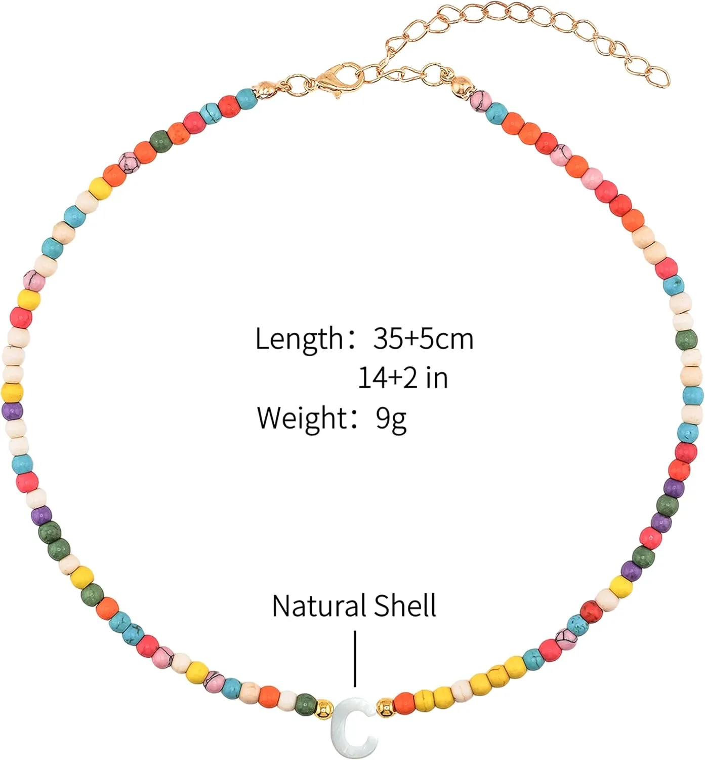 Colorful Boho Bead Choker Necklace Handmade Beaded Necklace Personalized Surfer Beach Necklaces for Women