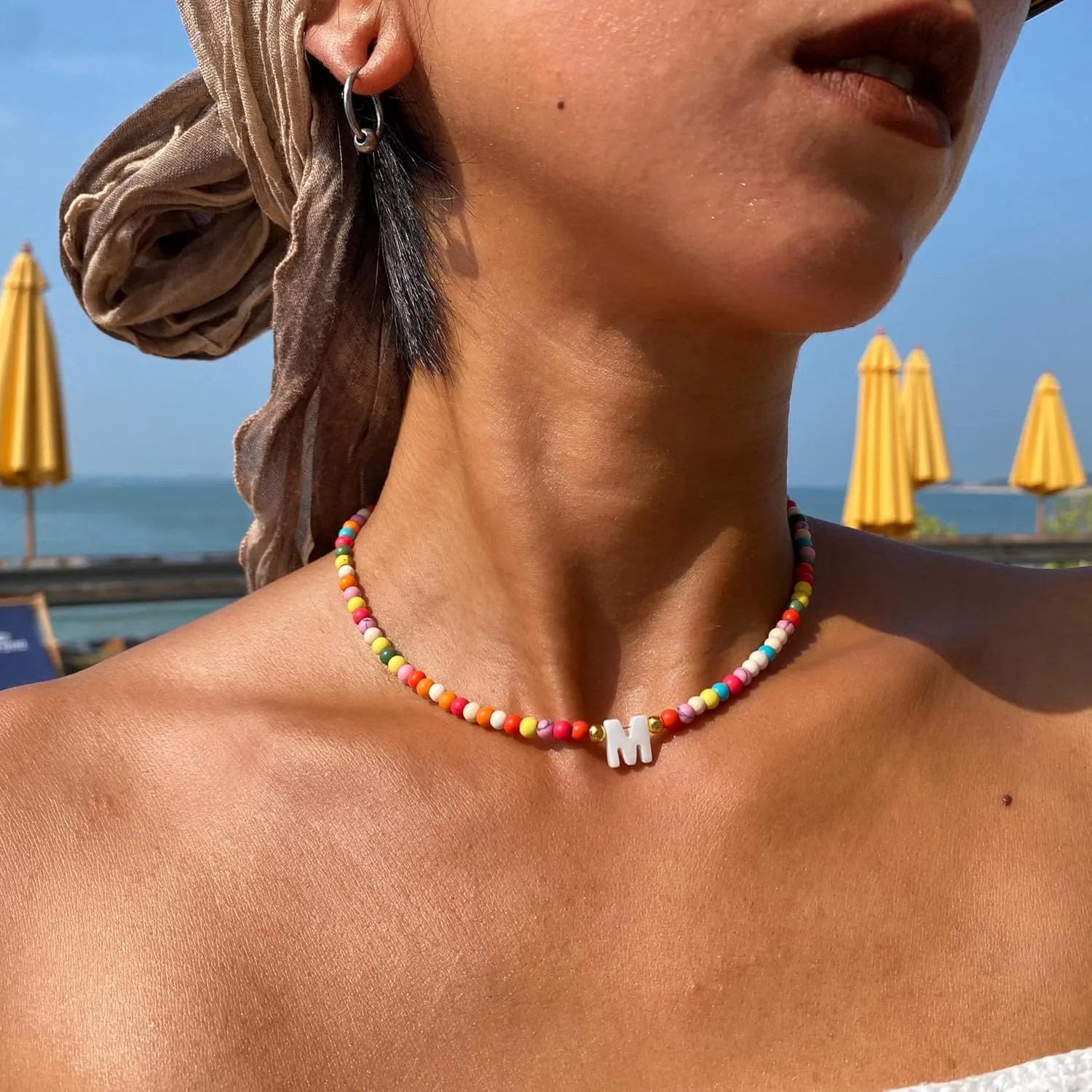 Colorful Boho Bead Choker Necklace Handmade Beaded Necklace Personalized Surfer Beach Necklaces for Women