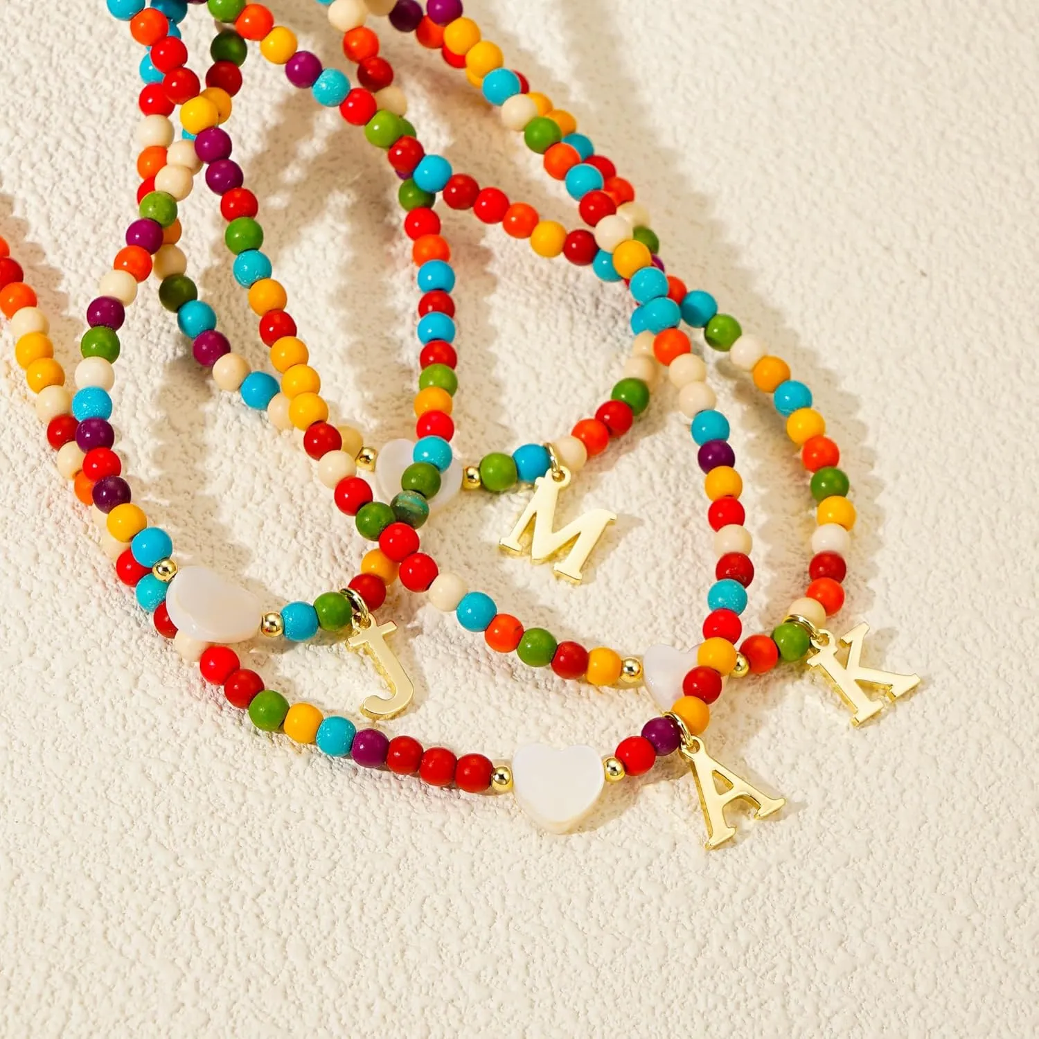 Colorful Initial Beaded Necklace - Trendy Cute Choker Necklaces, Personalized Jewelry, Birthday Gifts Mothers Day Gift Graduation Gifts for Her