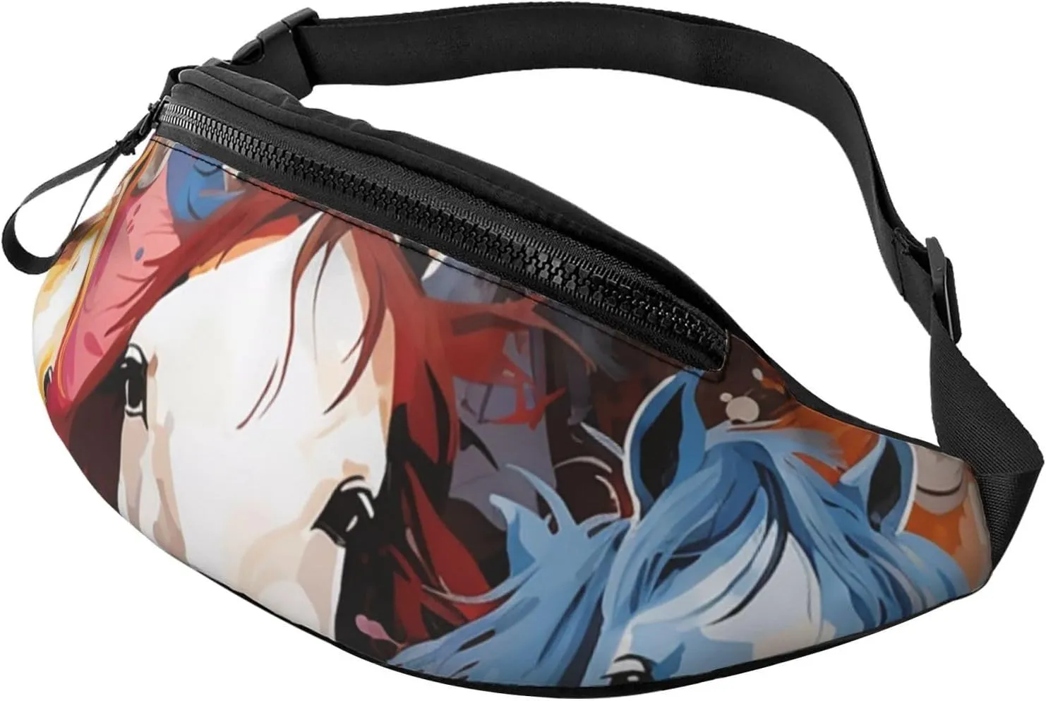 Colourful Cartoon Horses Fanny Pack for Men Women Fashion Waist Packs Travel Crossbody Bag With Adjustable Strap Everywhere Belt Bag Waterproof Chest Bags Cycling Bum Bag Wallet