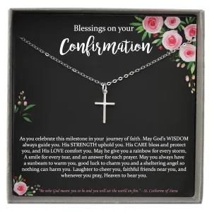 Confirmation Gifts for Girls, 925 Sterling Silver Cross Necklace with Meaningful Message