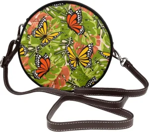 Crossbody Bags Circle Purses Women, Lightweight Functional Multi Pocket Purse Adjustable Strap