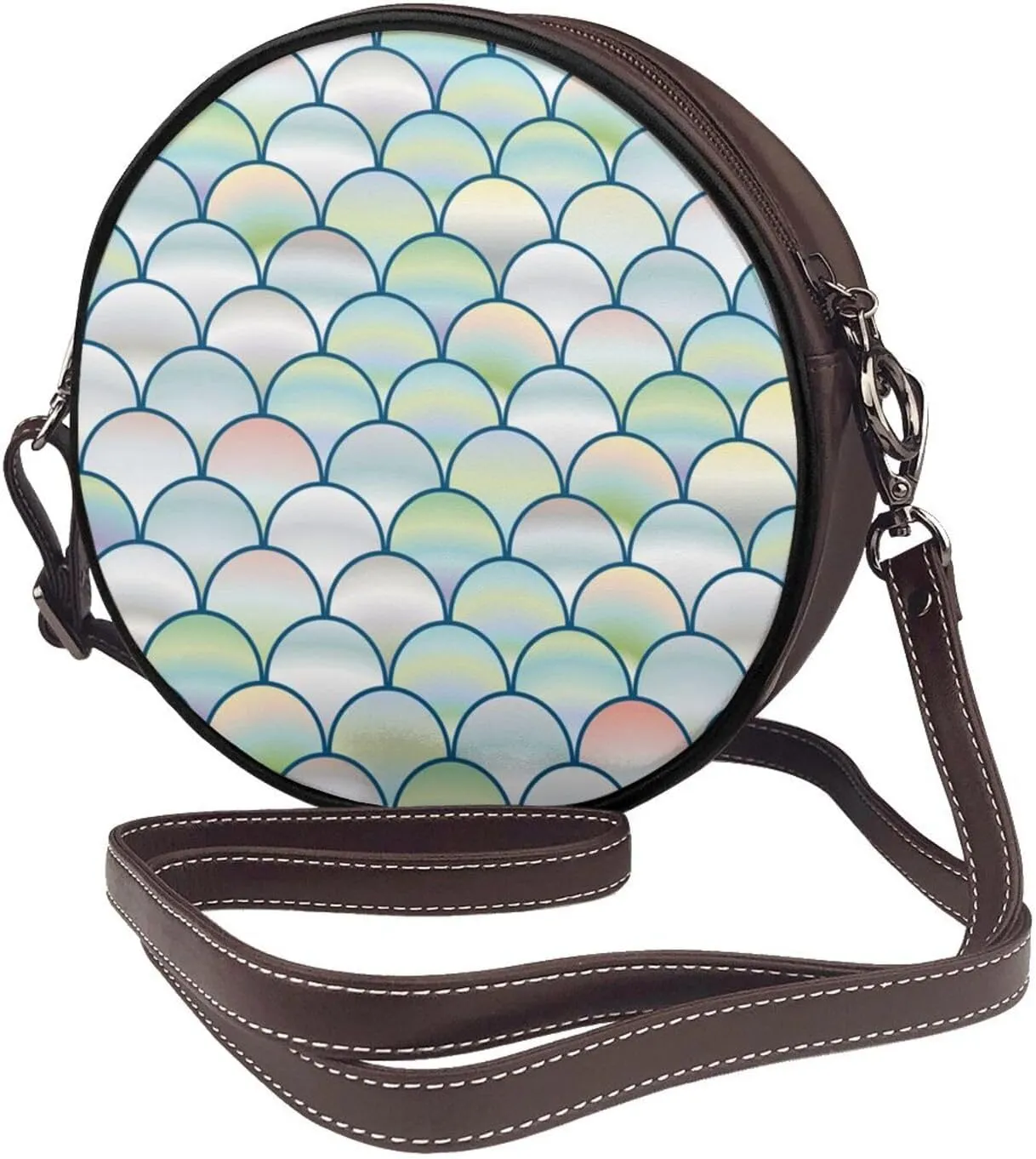 Crossbody Bags Circle Purses Women, Lightweight Functional Multi Pocket Purse Adjustable Strap