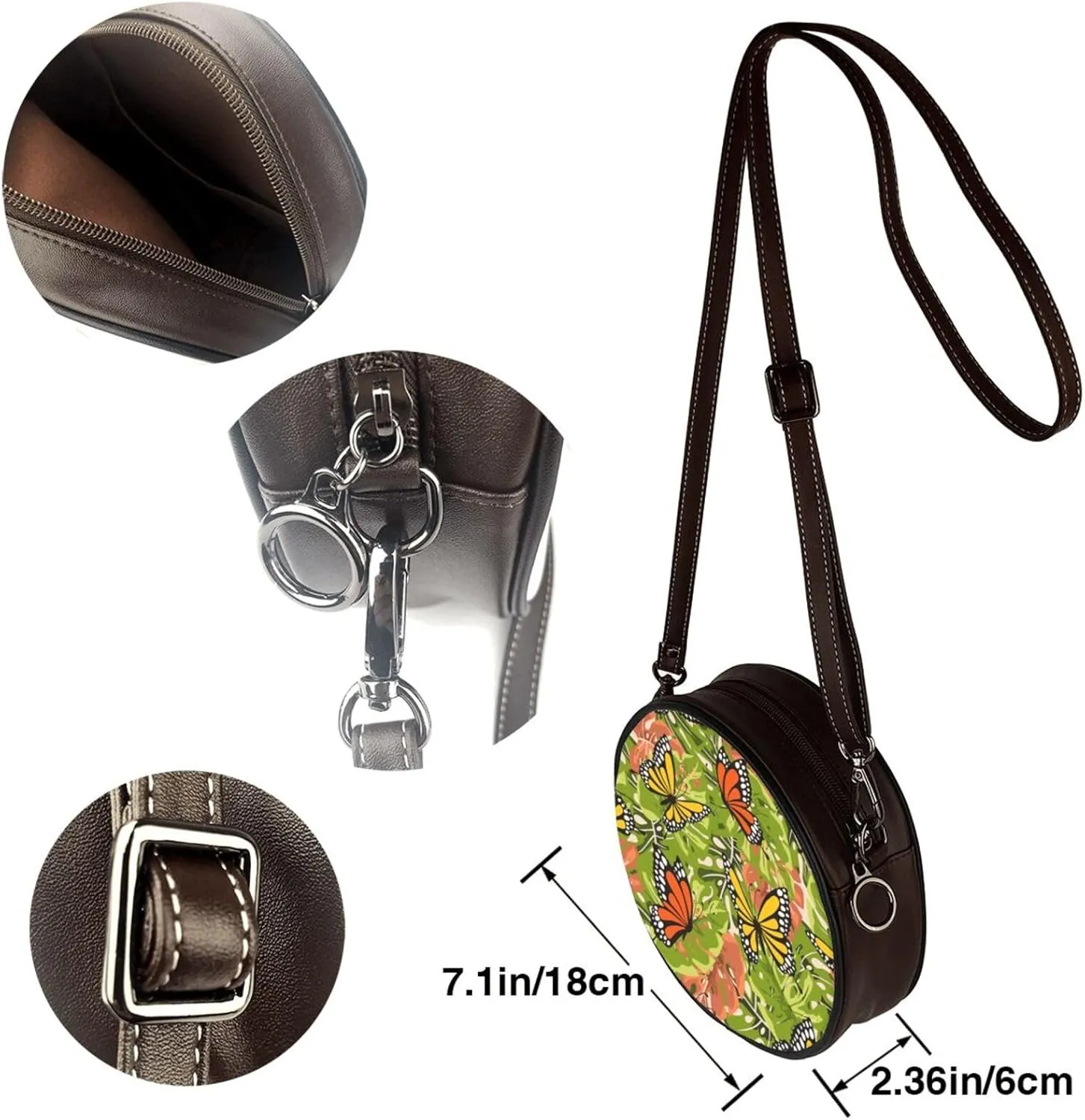 Crossbody Bags Circle Purses Women, Lightweight Functional Multi Pocket Purse Adjustable Strap