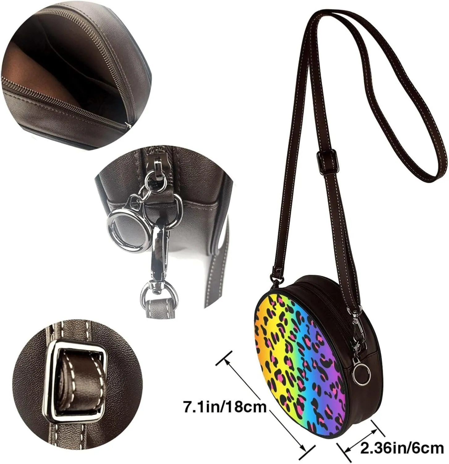 Crossbody Bags Circle Purses Women, Lightweight Functional Multi Pocket Purse Adjustable Strap