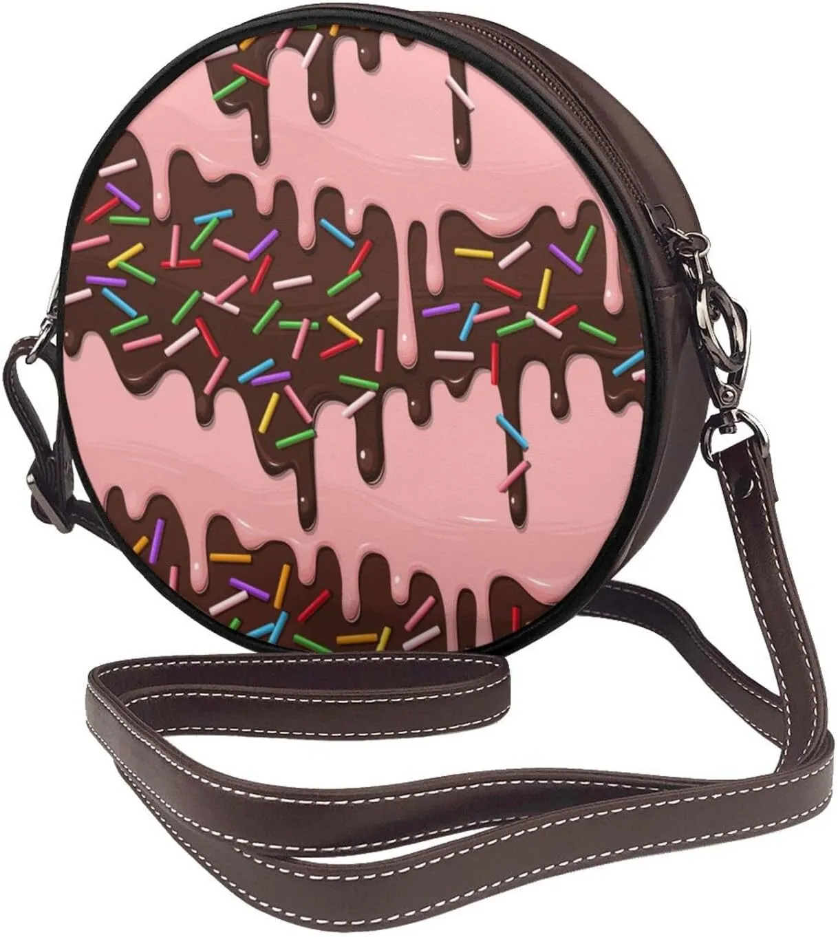 Crossbody Bags Circle Purses Women, Lightweight Functional Multi Pocket Purse Adjustable Strap