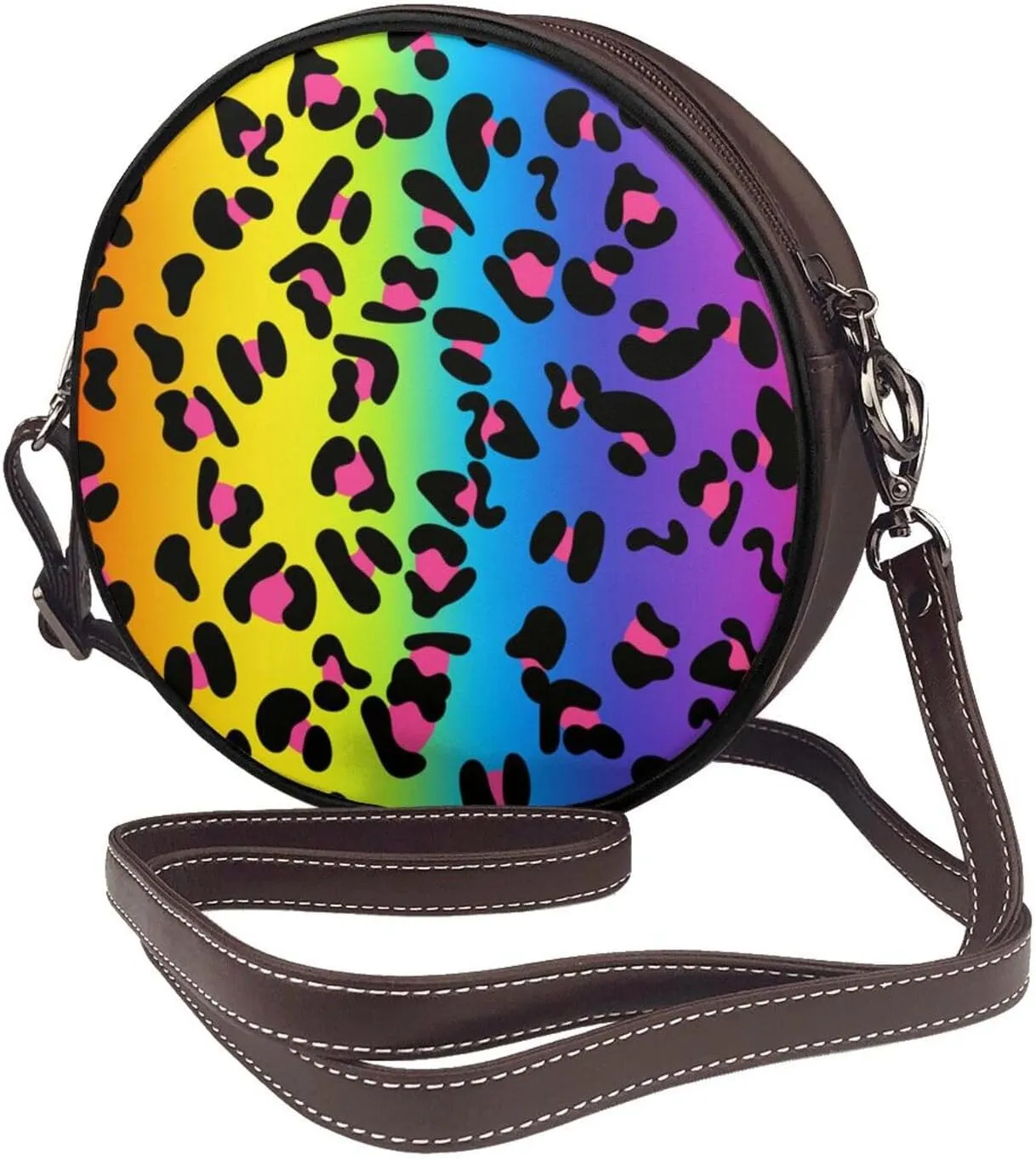 Crossbody Bags Circle Purses Women, Lightweight Functional Multi Pocket Purse Adjustable Strap