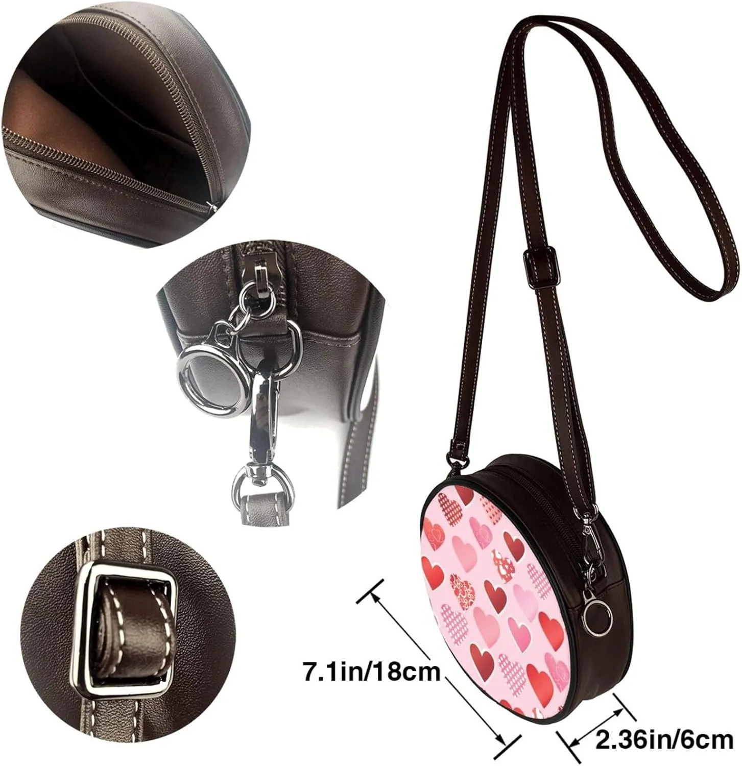 Crossbody Bags Circle Purses Women, Lightweight Functional Multi Pocket Purse Adjustable Strap