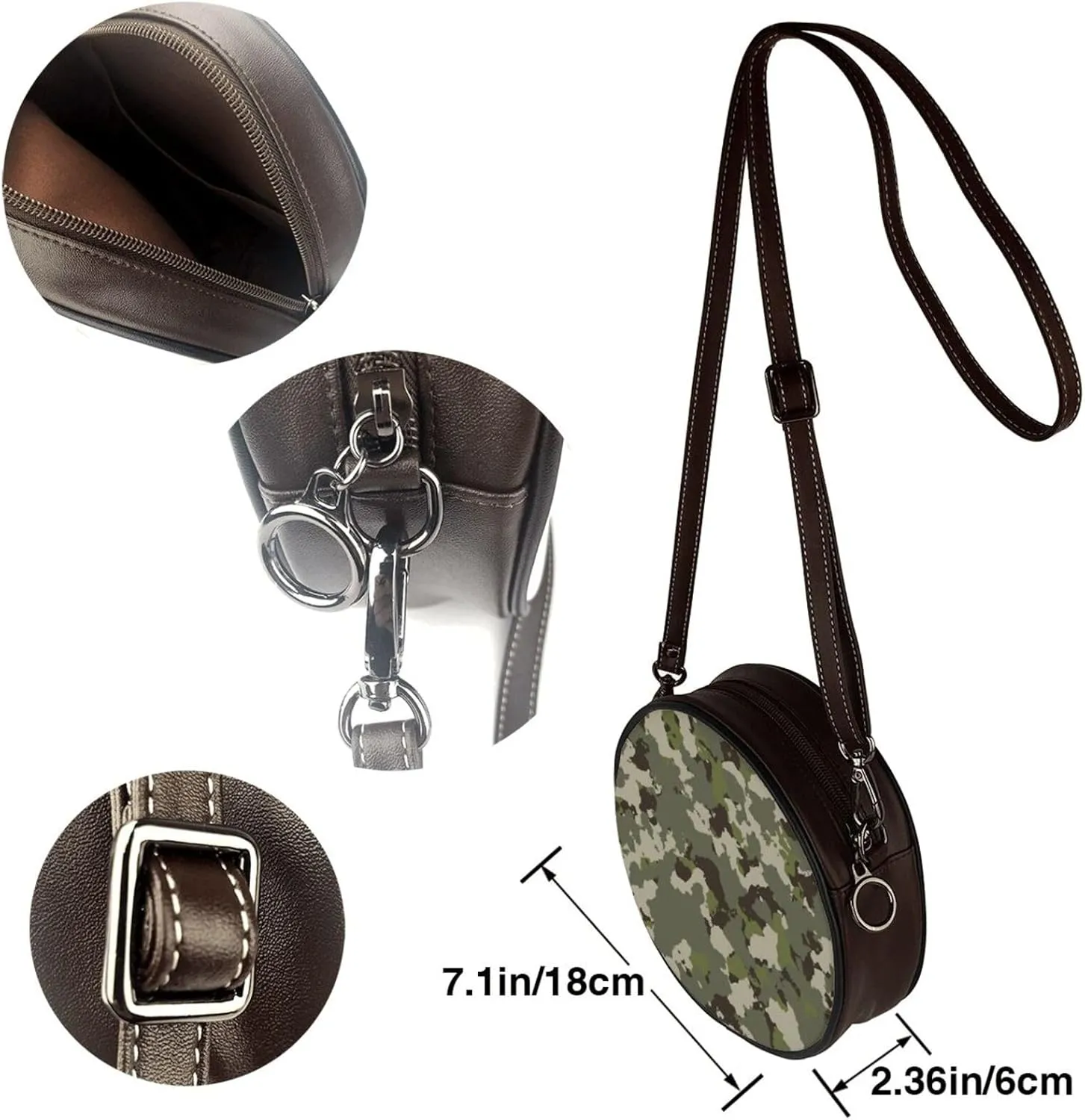 Crossbody Bags Circle Purses Women, Lightweight Functional Multi Pocket Purse Adjustable Strap