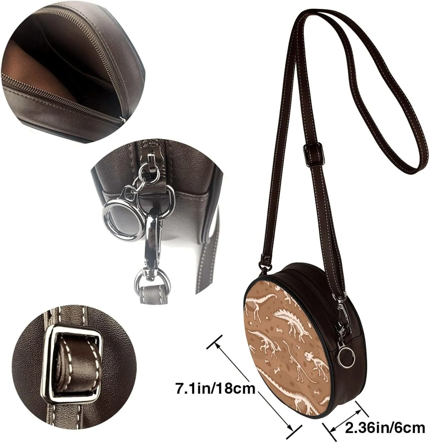 Crossbody Bags Circle Purses Women, Lightweight Functional Multi Pocket Purse Adjustable Strap