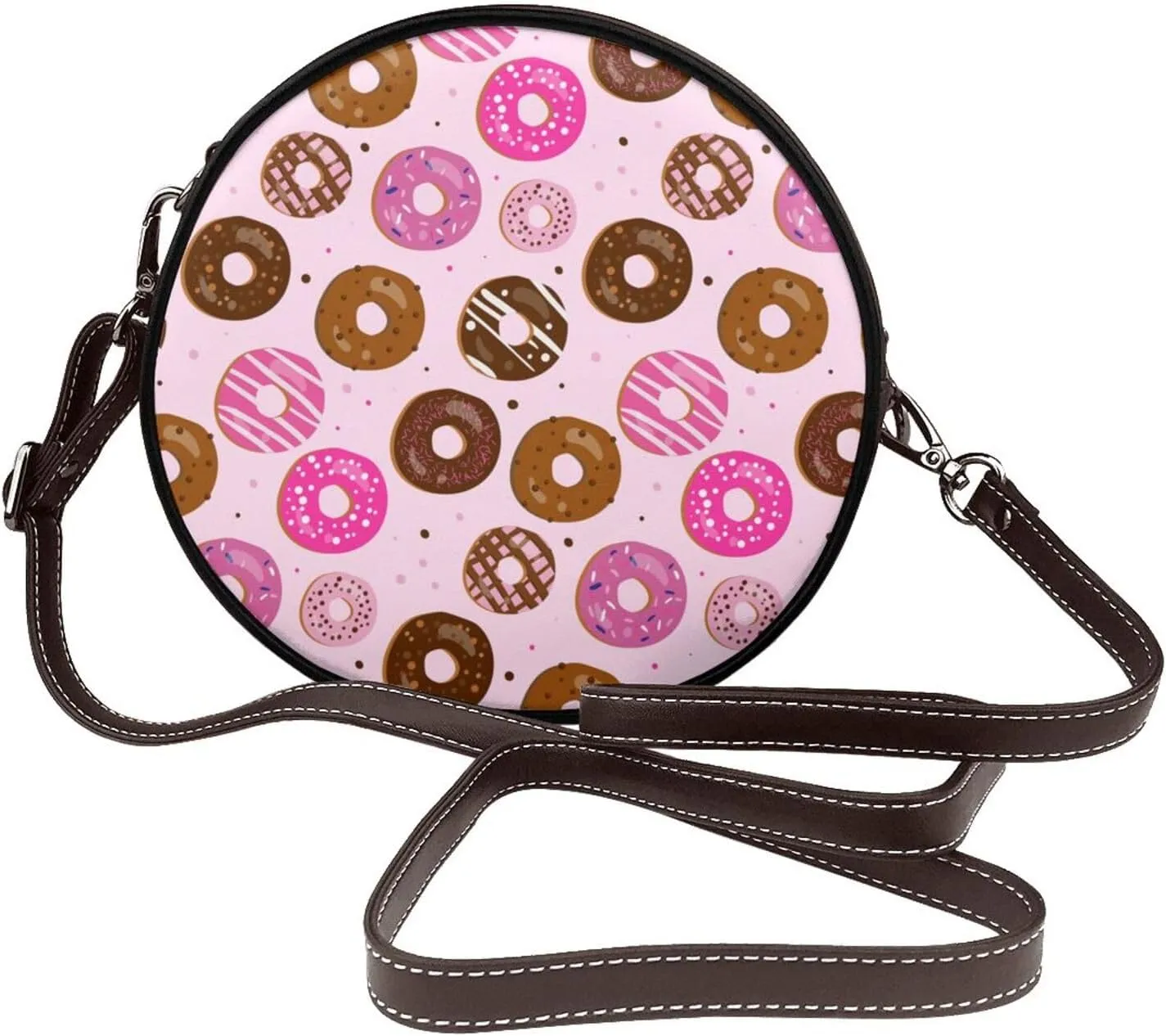 Crossbody Bags Circle Purses Women, Lightweight Functional Multi Pocket Purse Adjustable Strap