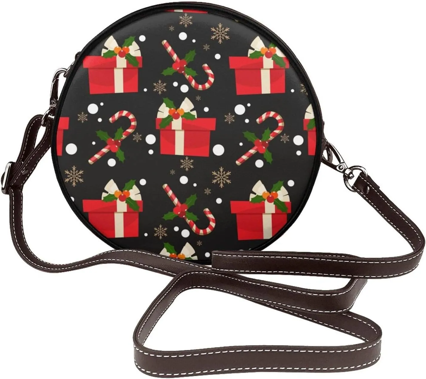 Crossbody Bags Circle Purses Women, Lightweight Functional Multi Pocket Purse Adjustable Strap