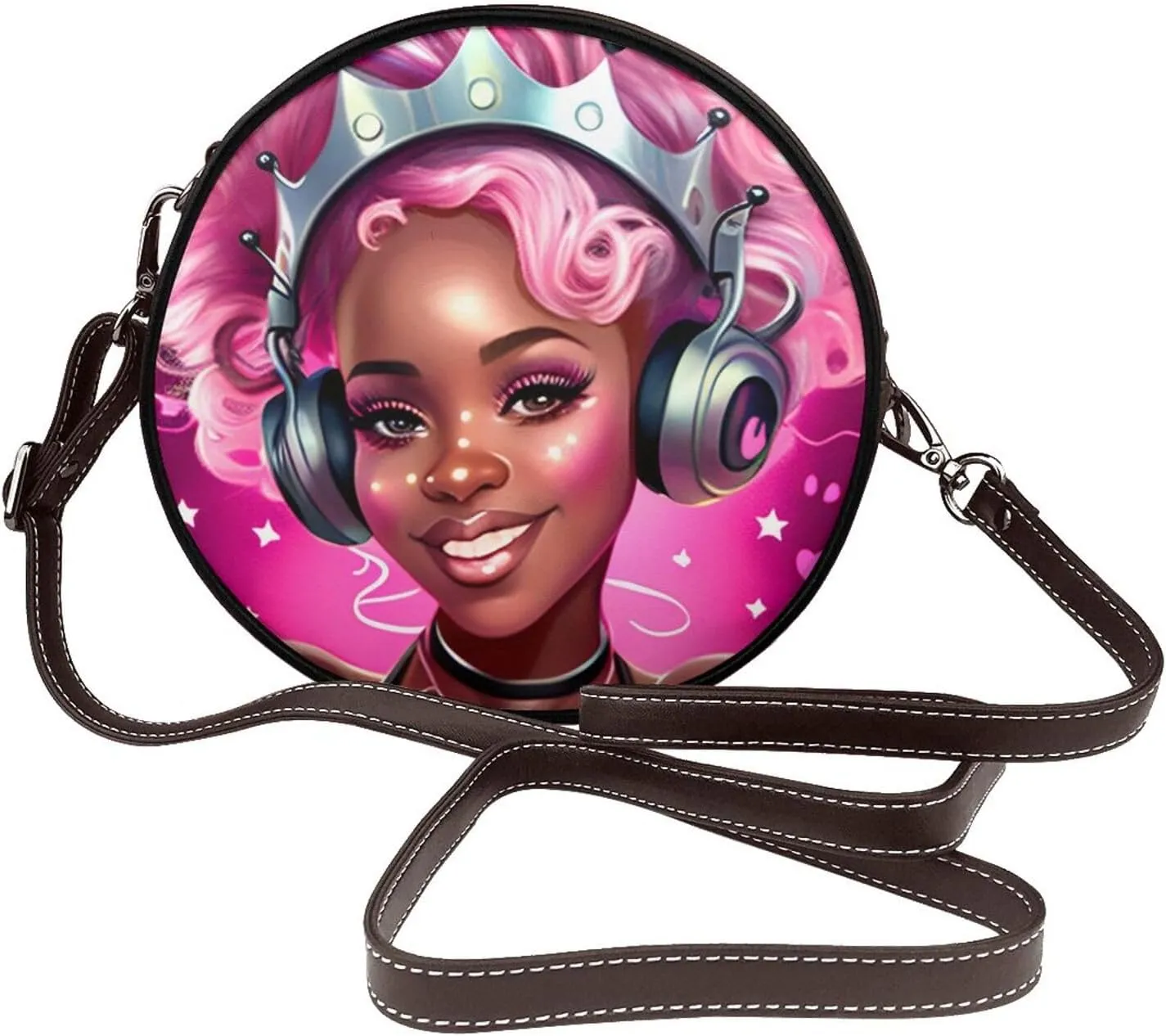 Crossbody Bags Circle Purses Women, Lightweight Functional Multi Pocket Purse Adjustable Strap