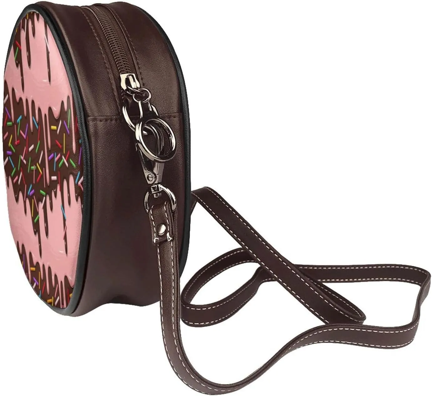 Crossbody Bags Circle Purses Women, Lightweight Functional Multi Pocket Purse Adjustable Strap
