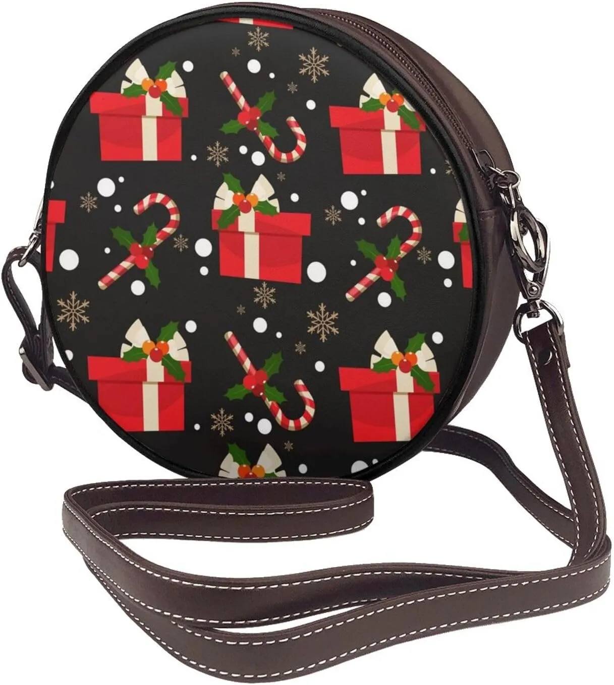 Crossbody Bags Circle Purses Women, Lightweight Functional Multi Pocket Purse Adjustable Strap